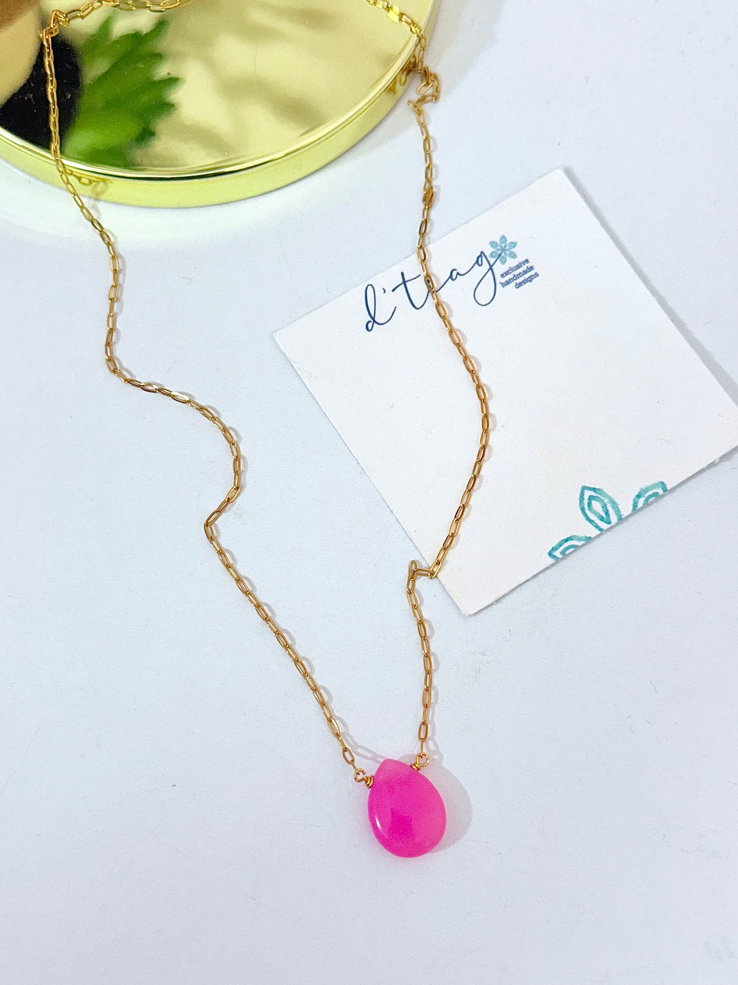 Fuscia Drop Necklace