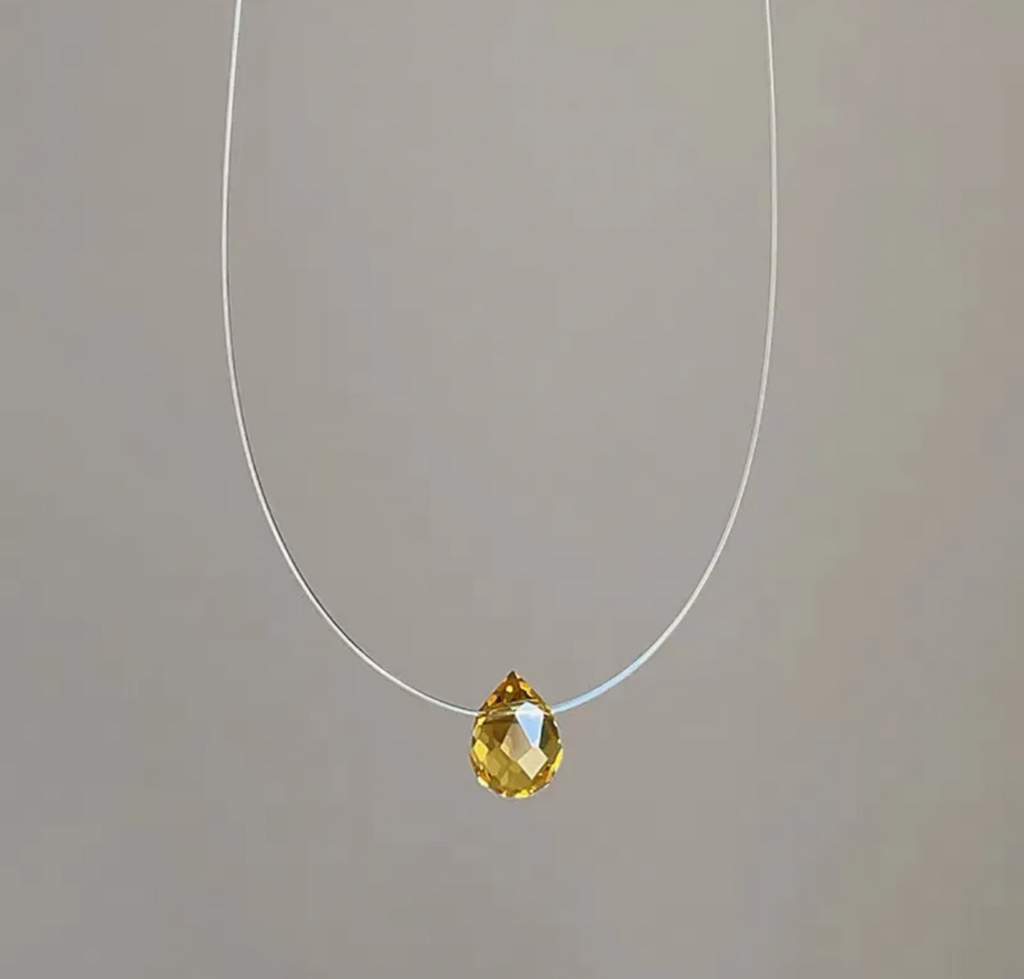 Yellow Clear Drop Necklace