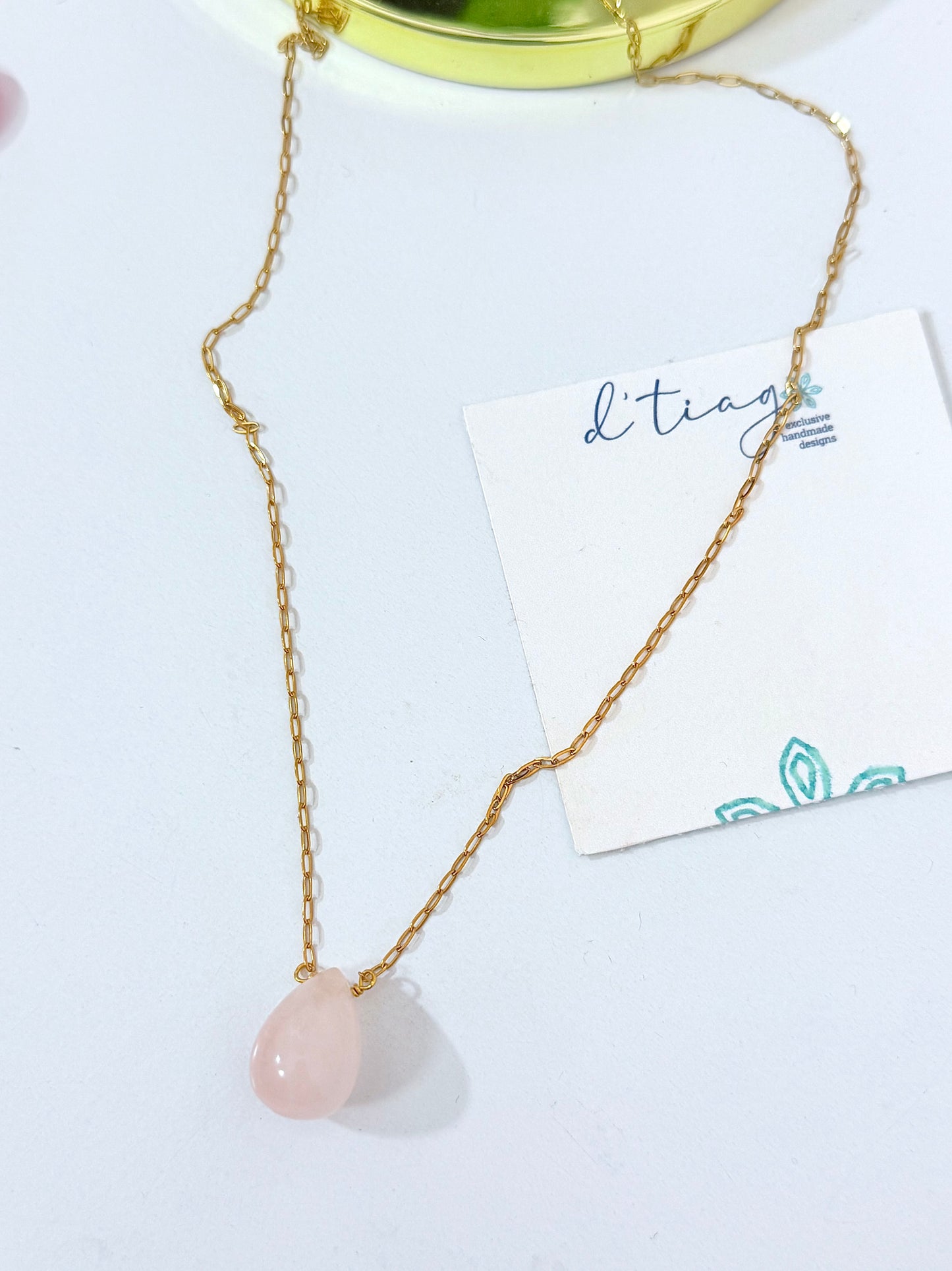 Cuarzo Rosa Drop Necklace
