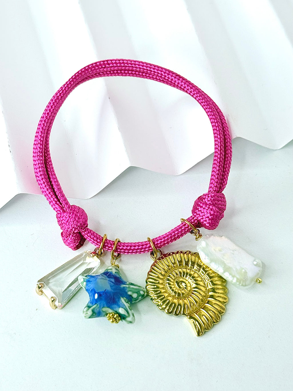 Pink Shell Charm Bracelet