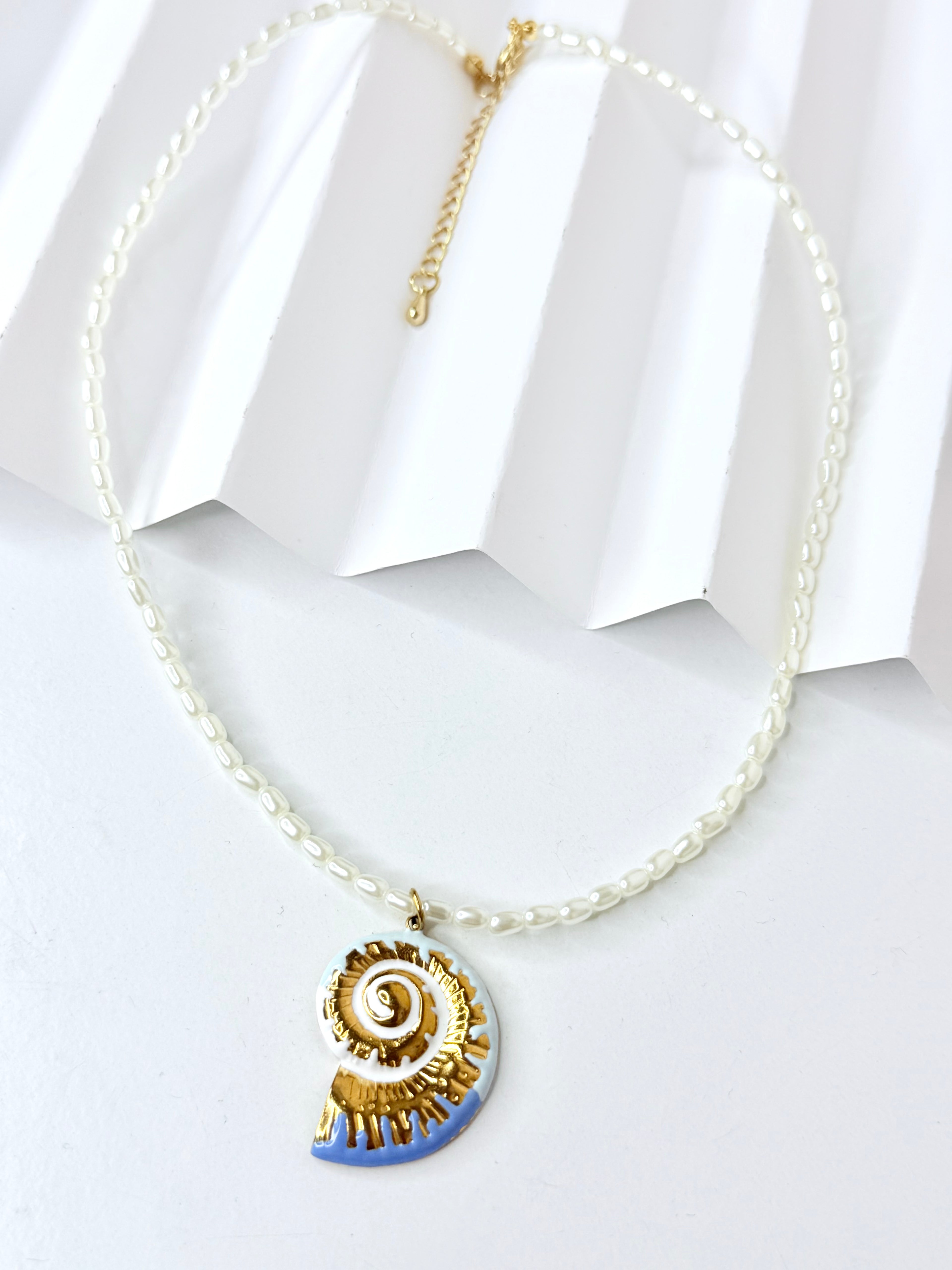Blue Shell Pearl Necklace