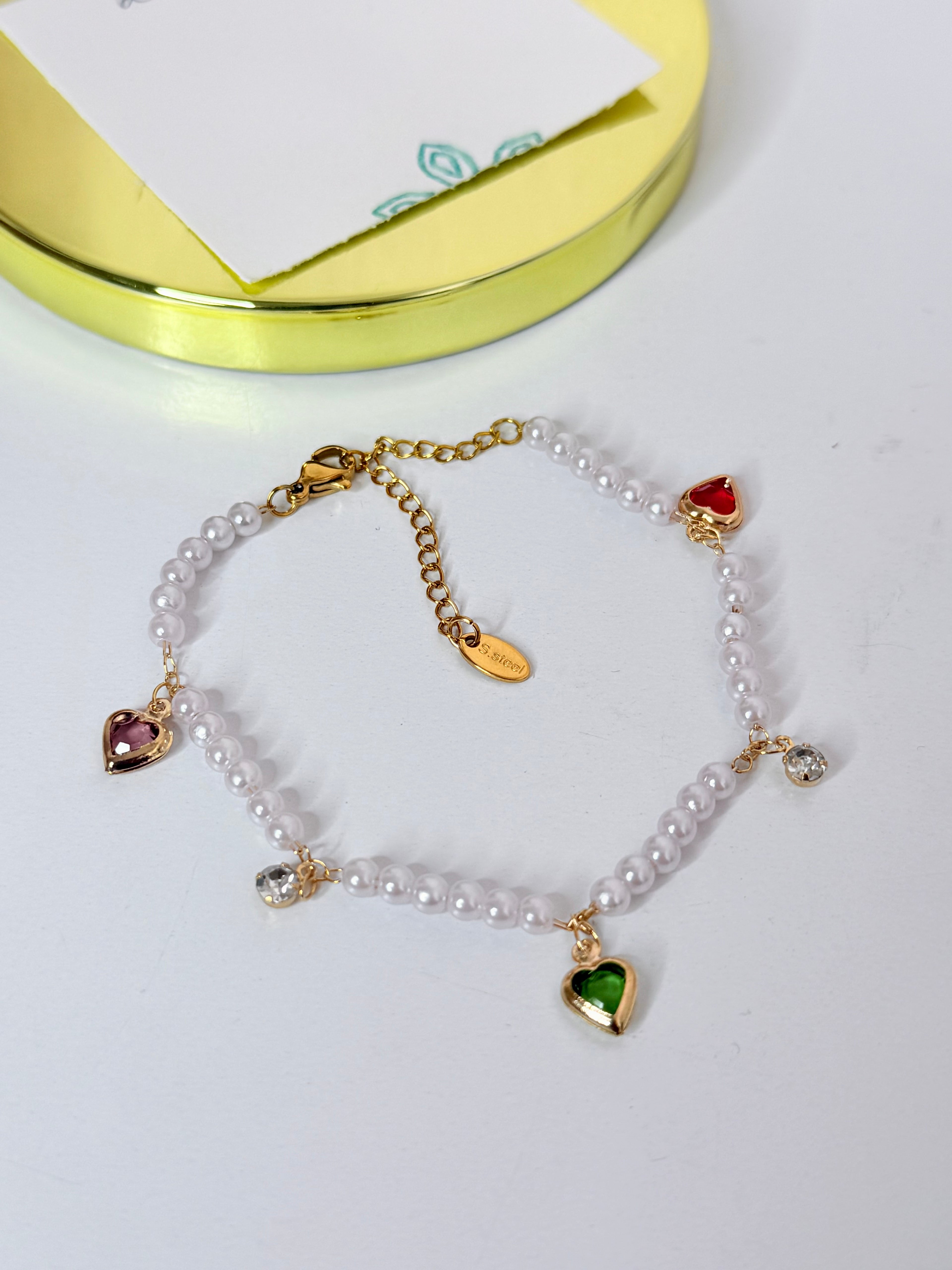 Pearls & Hearts Pearl Bracelet