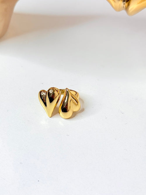 2 heart Gold Ring
