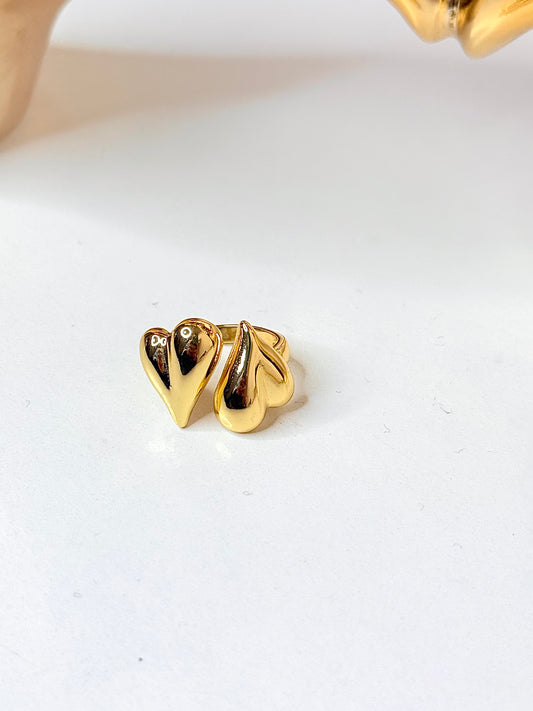 2 heart Gold Ring