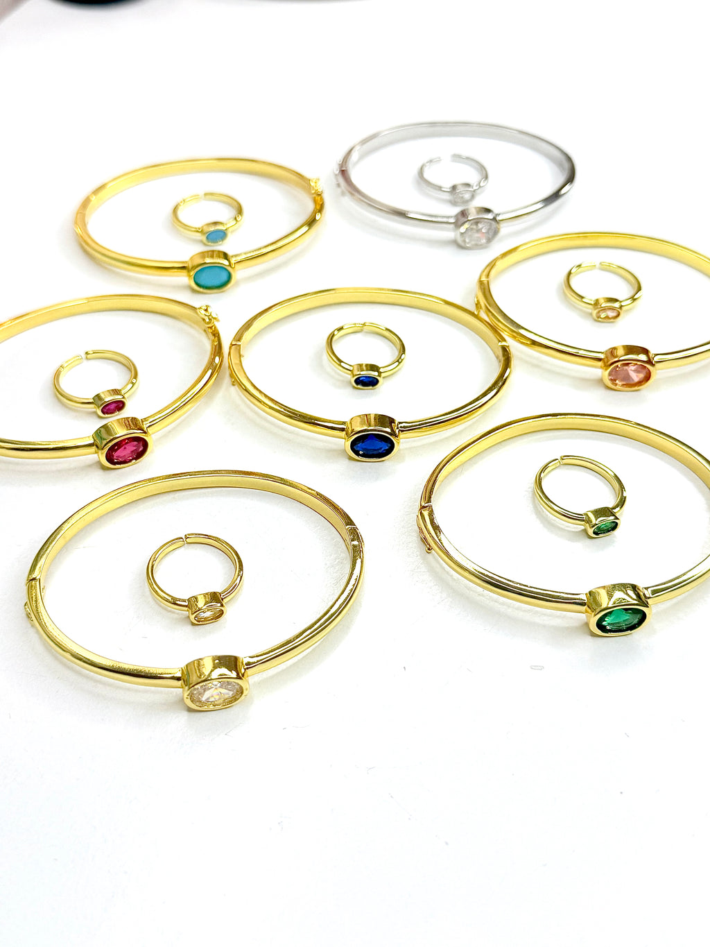Cristal Bangle Round Bracelet with Ring