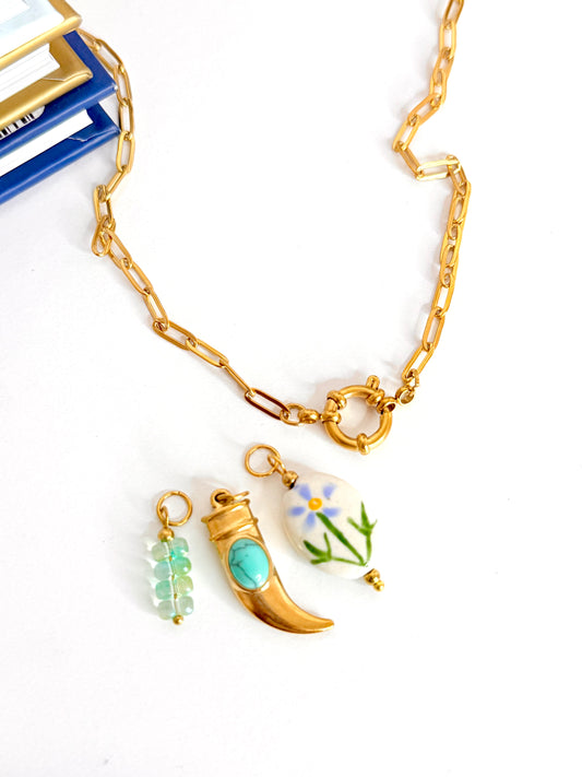 Golden Switch Aqua Necklace