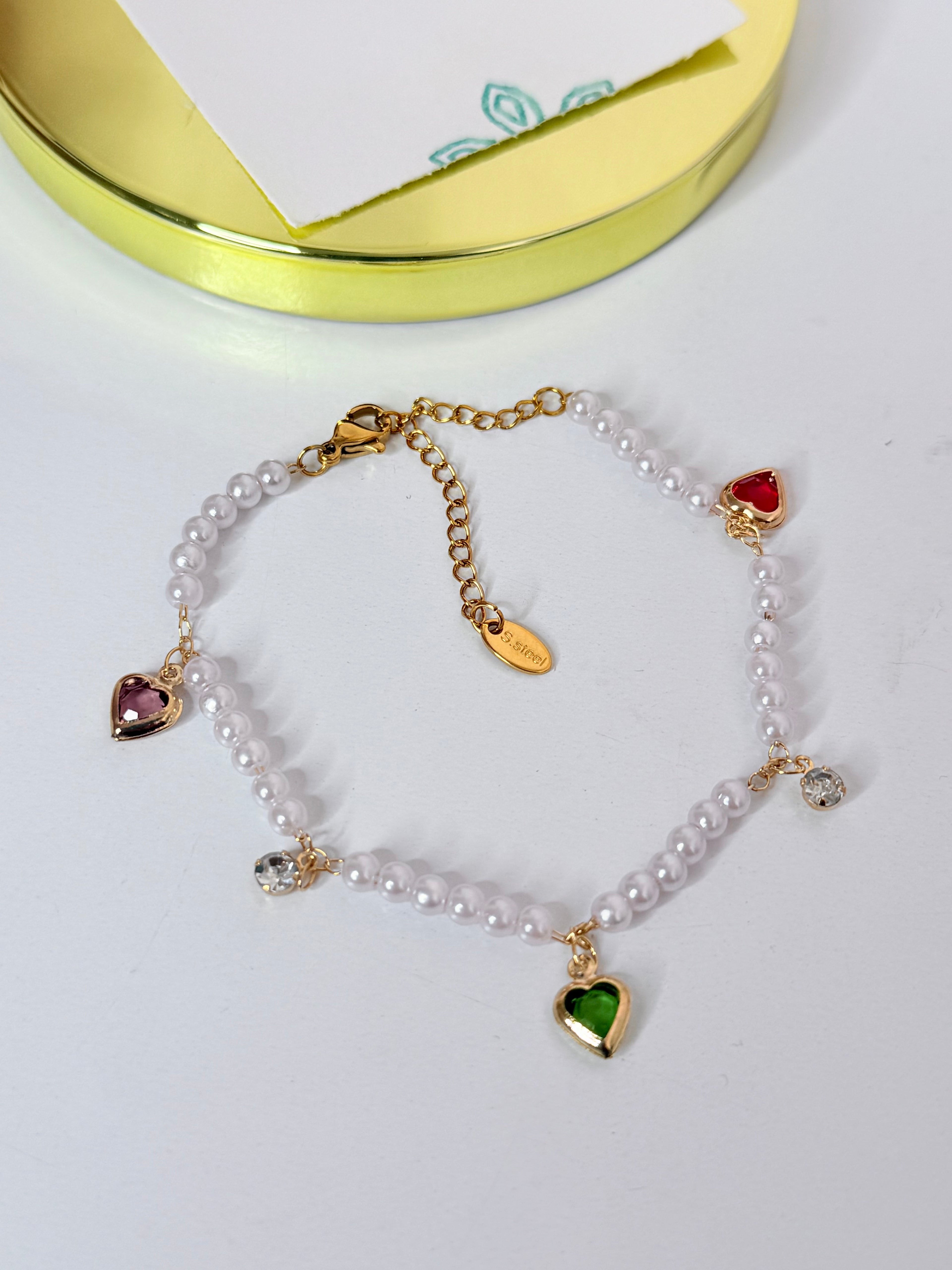 Pearls & Hearts Pearl Bracelet