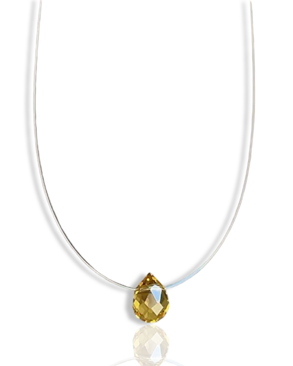 Yellow Clear Drop Necklace