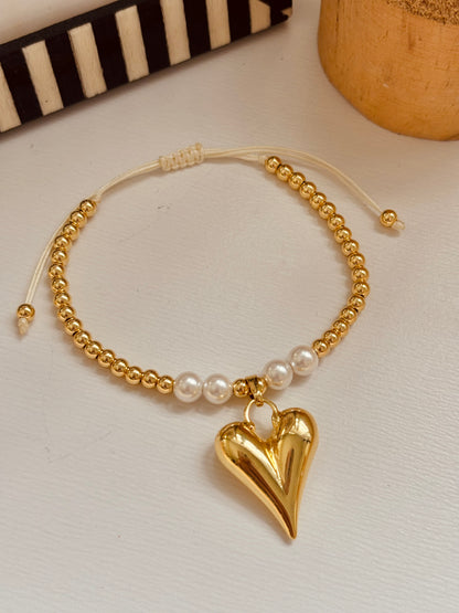 Heart and Pearl Bracelet