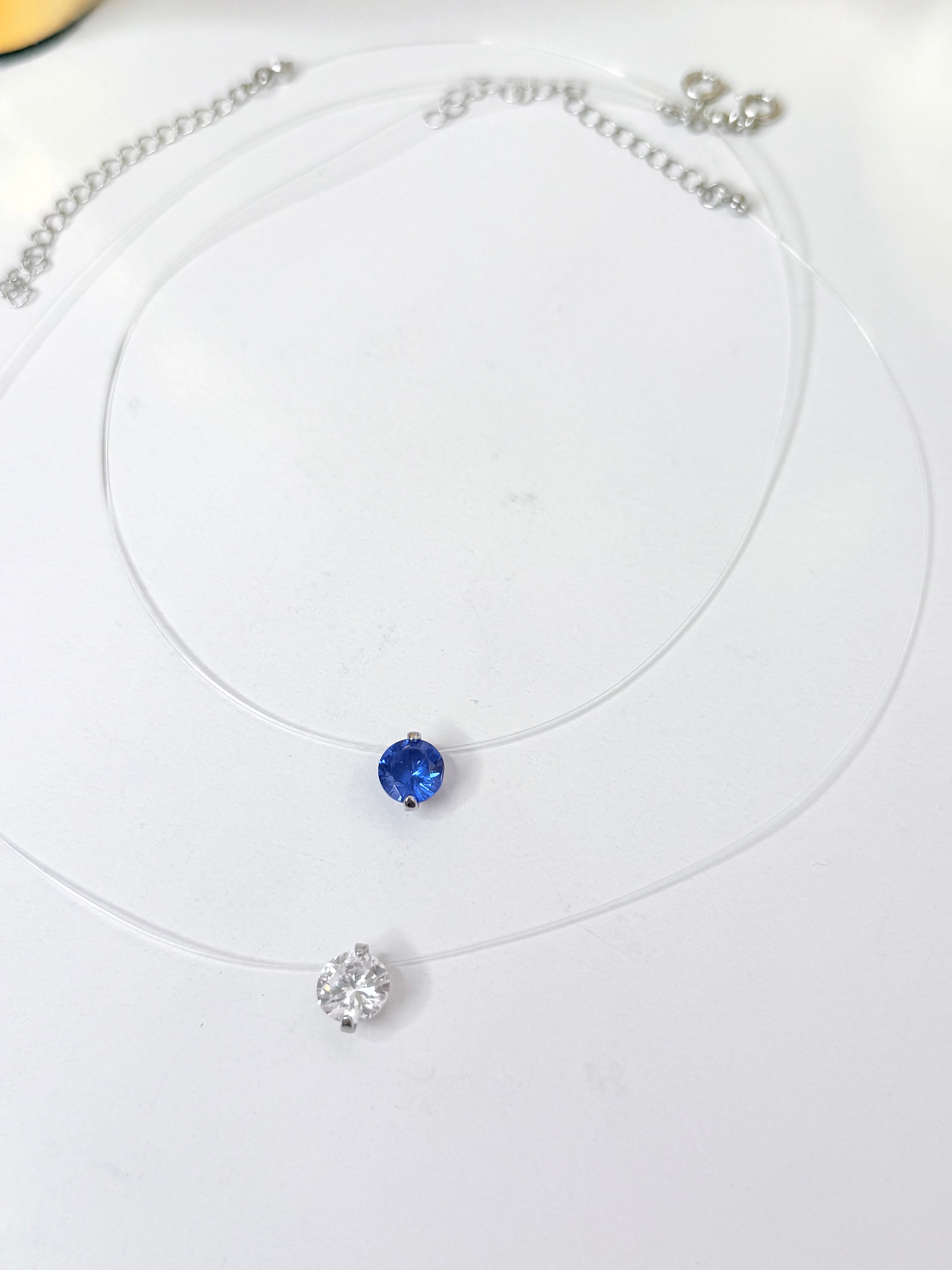 Clear/ Blue Diamond Necklace