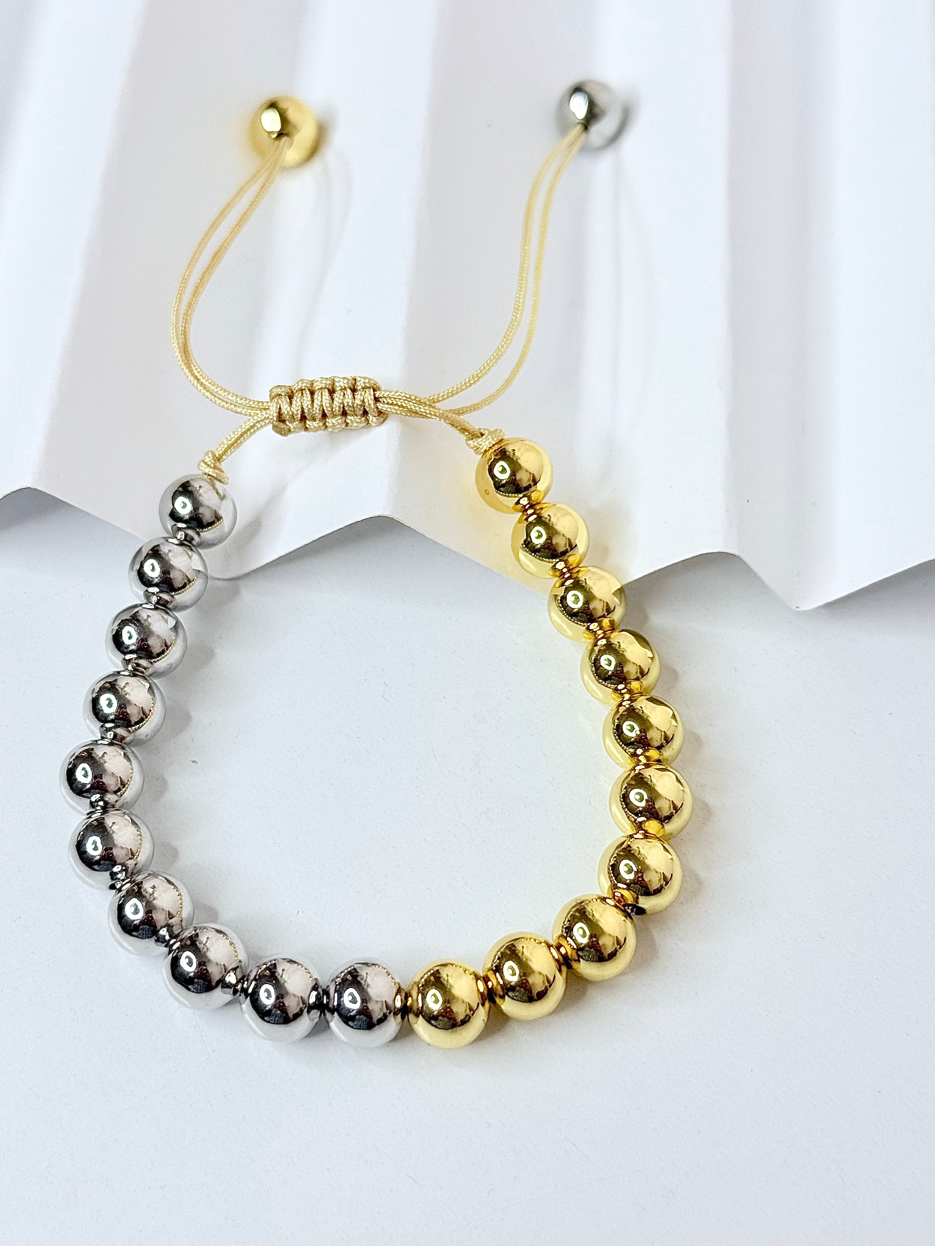 Doble Tono Ajustable Ball Bracelet