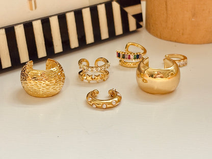 Gold Variety Cuffs Earrings