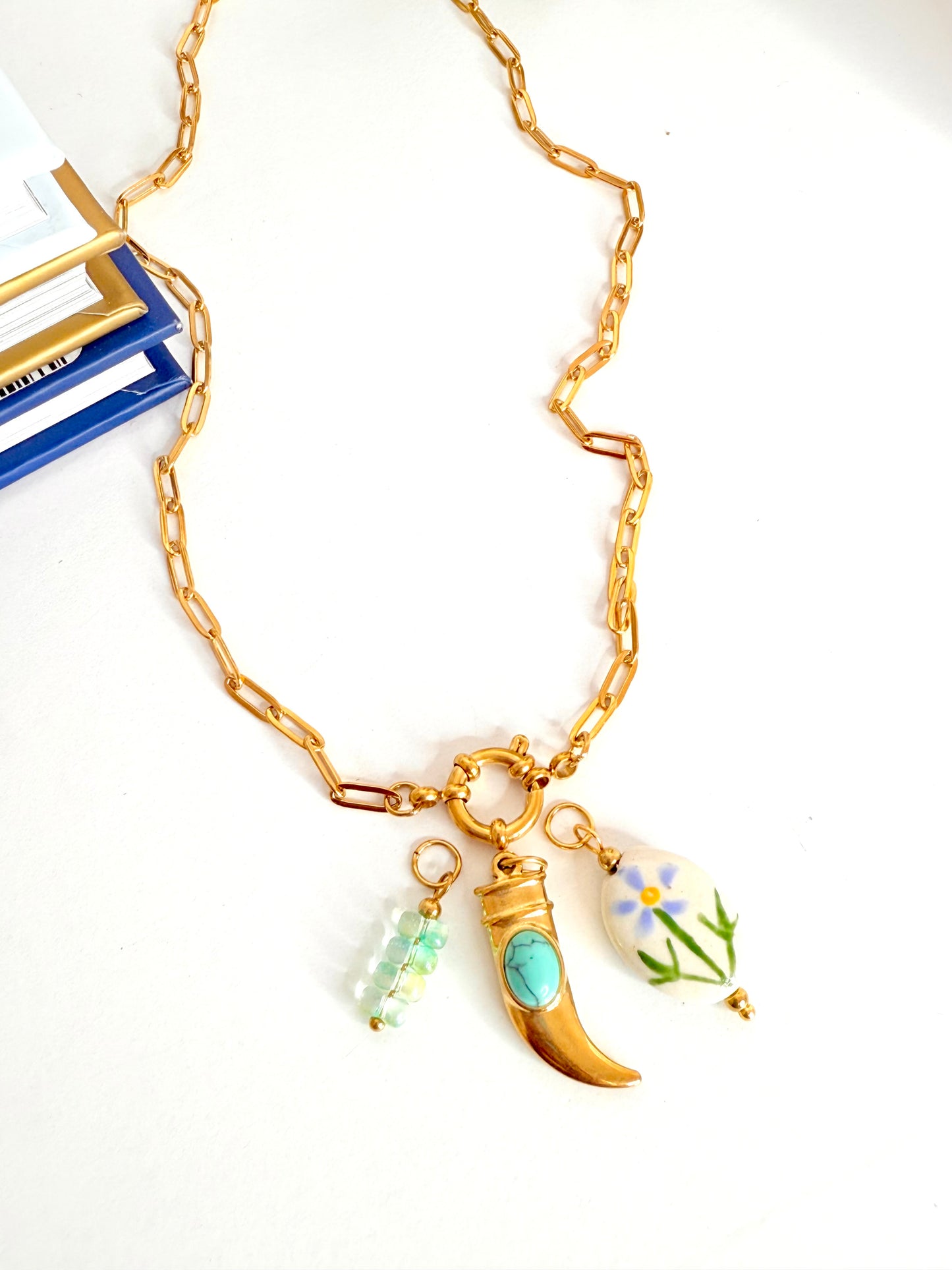 Golden Switch Aqua Necklace