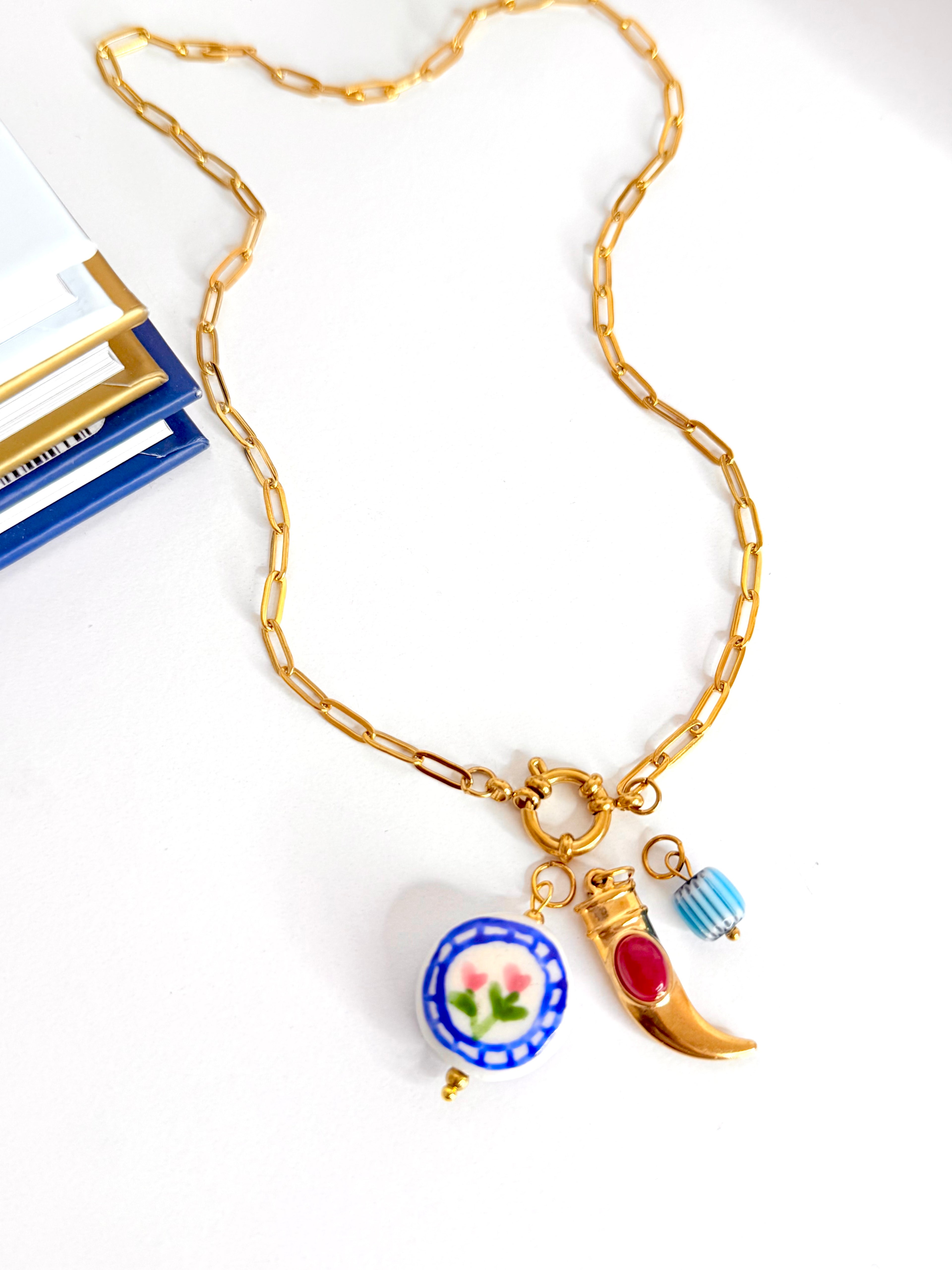 Golden Switch Red Necklace