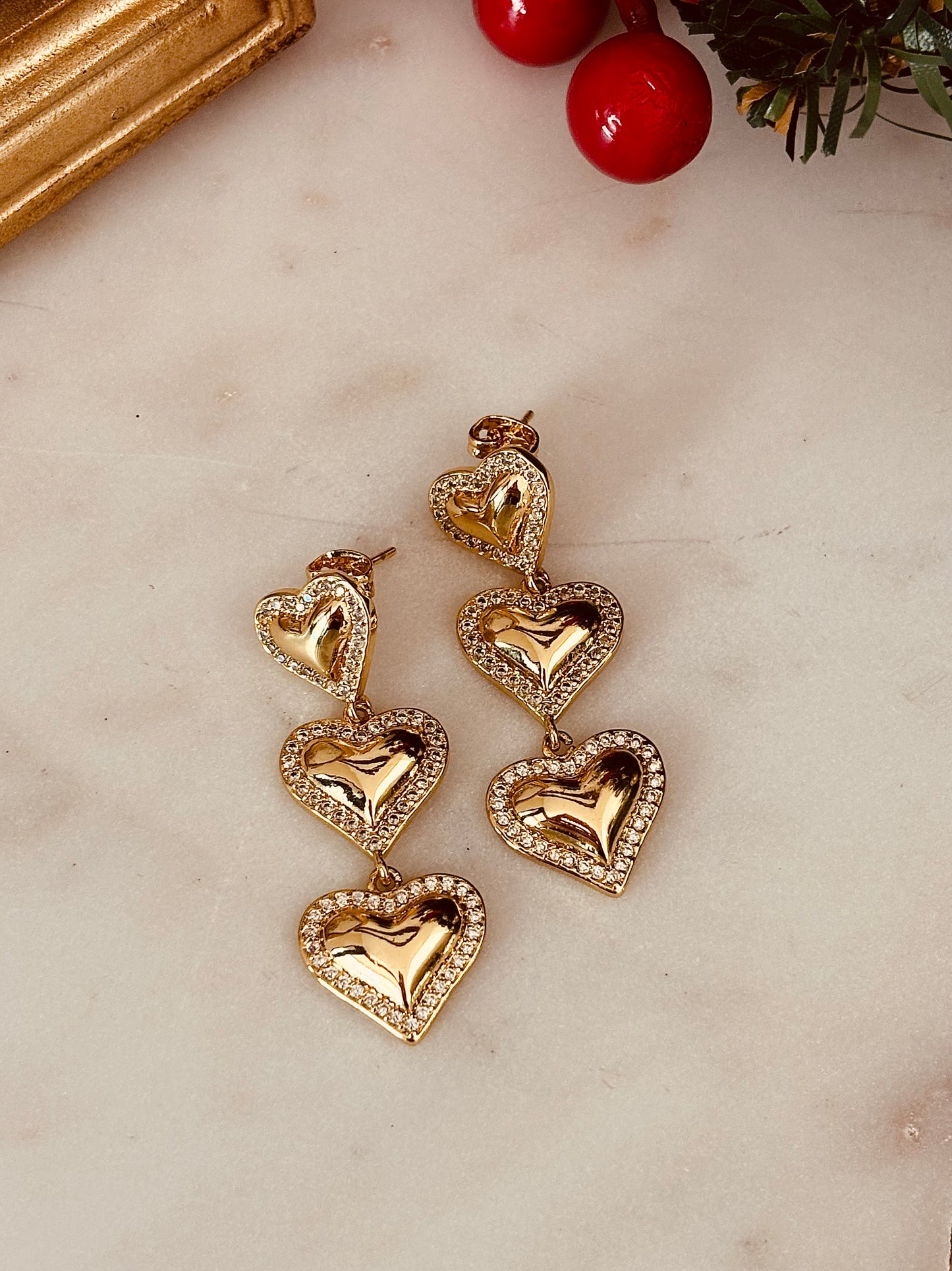 3 heart Earrings