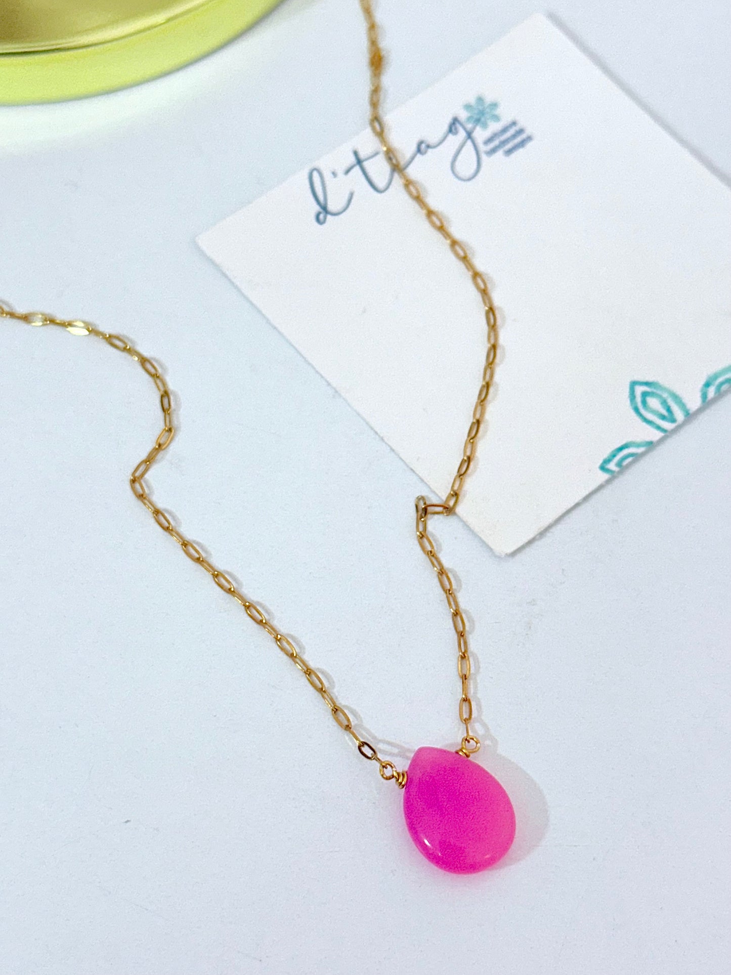 Fuscia Drop Necklace