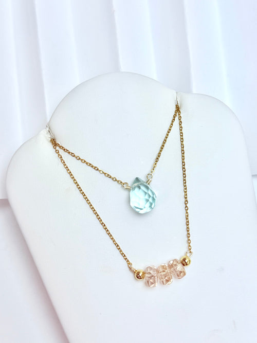 Blue Clear Drop Necklace