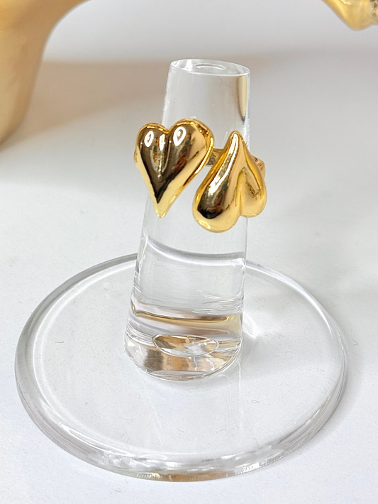 2 heart Gold Ring