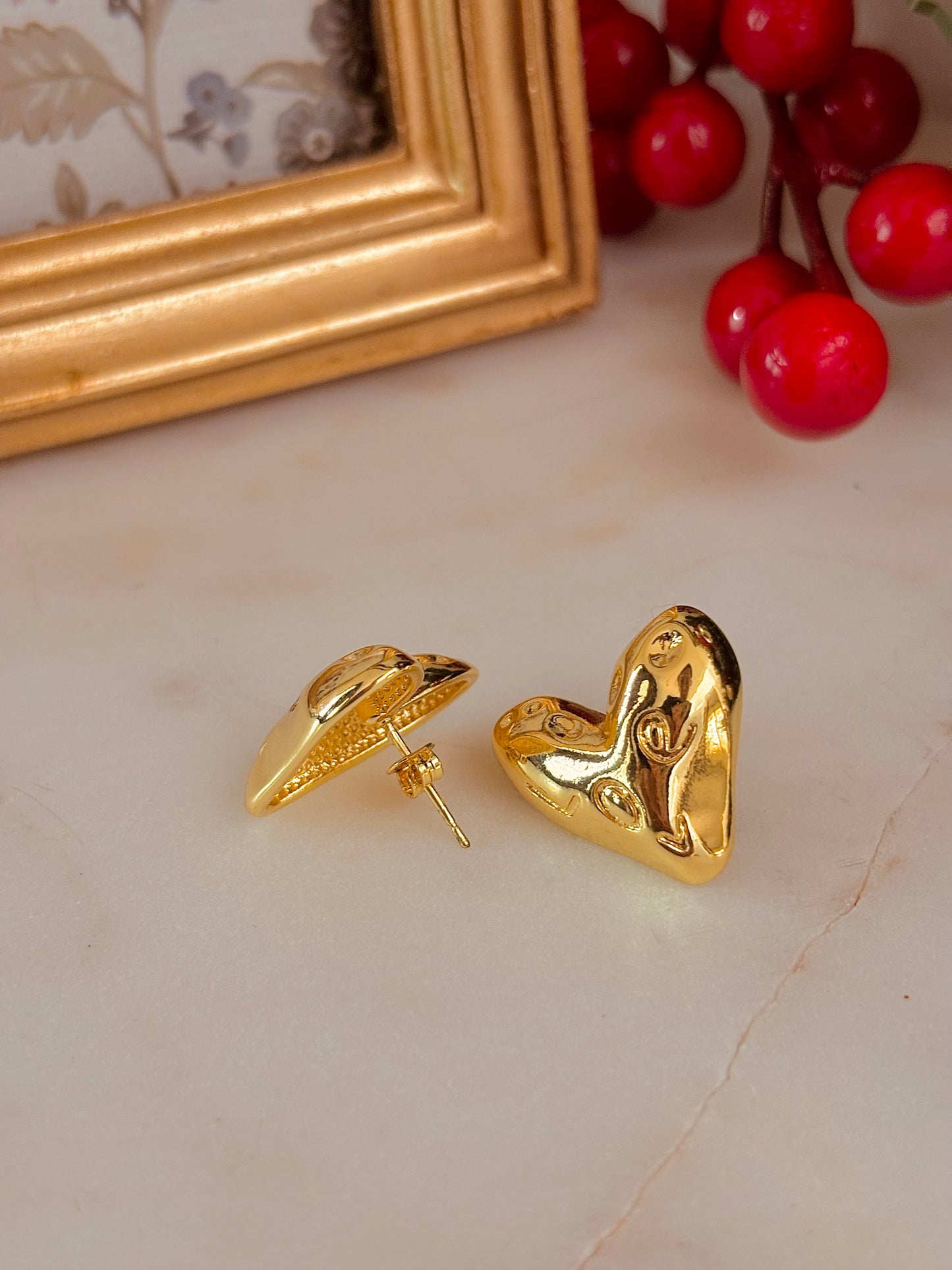 Gold Heart Earrings