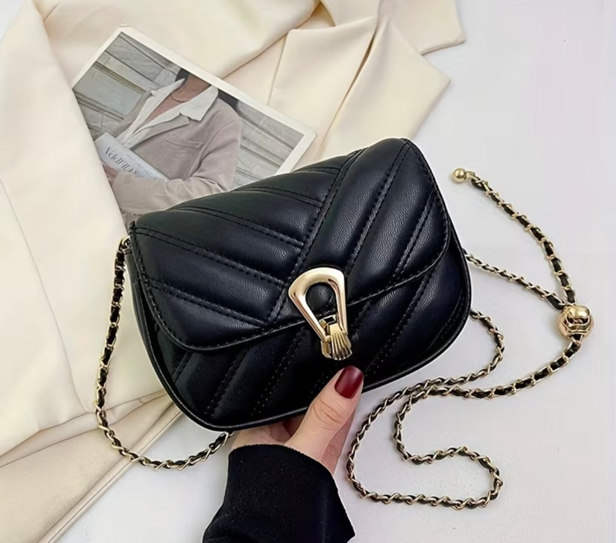 Korean Style Zara Bag (Black & Beige)