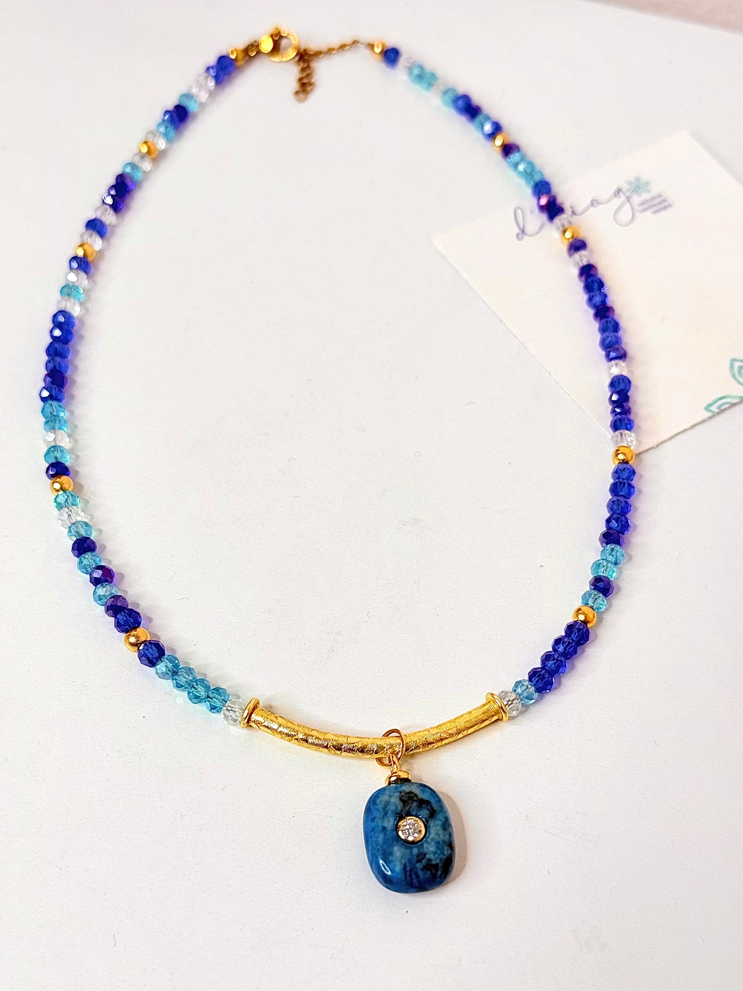 Cristal Gem 10 Necklace Charm Azul