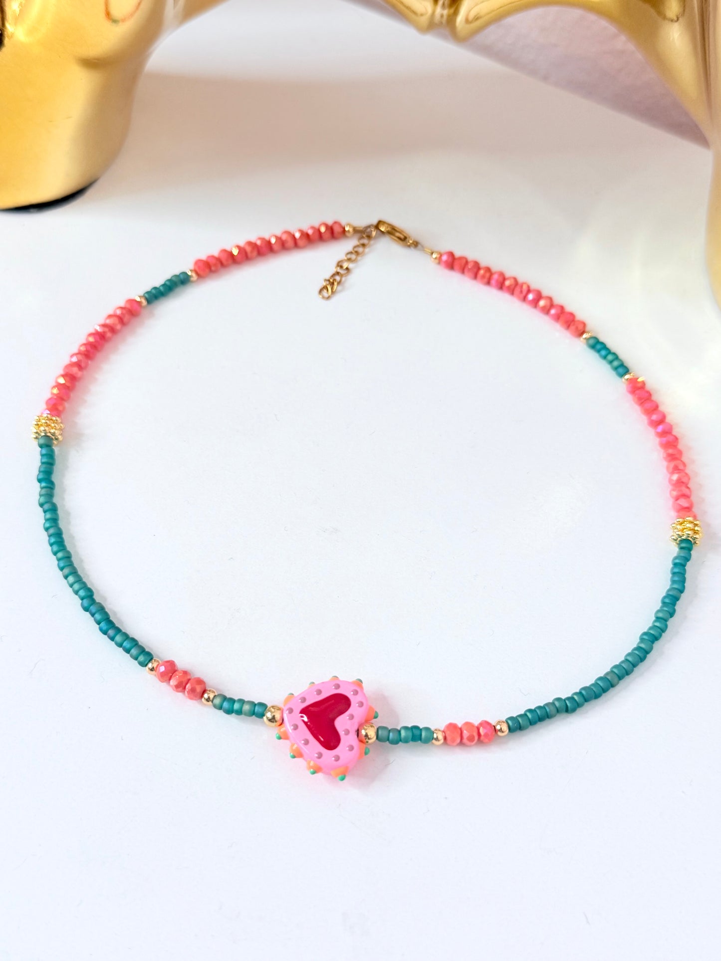 Self-Love Necklace Teal-Coral