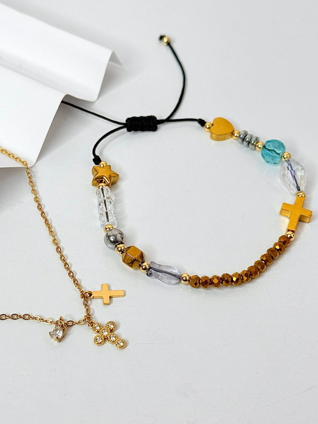 Set: Historia de Jesús Bracelet + Collar Cruz de Fe Necklace (hdj)