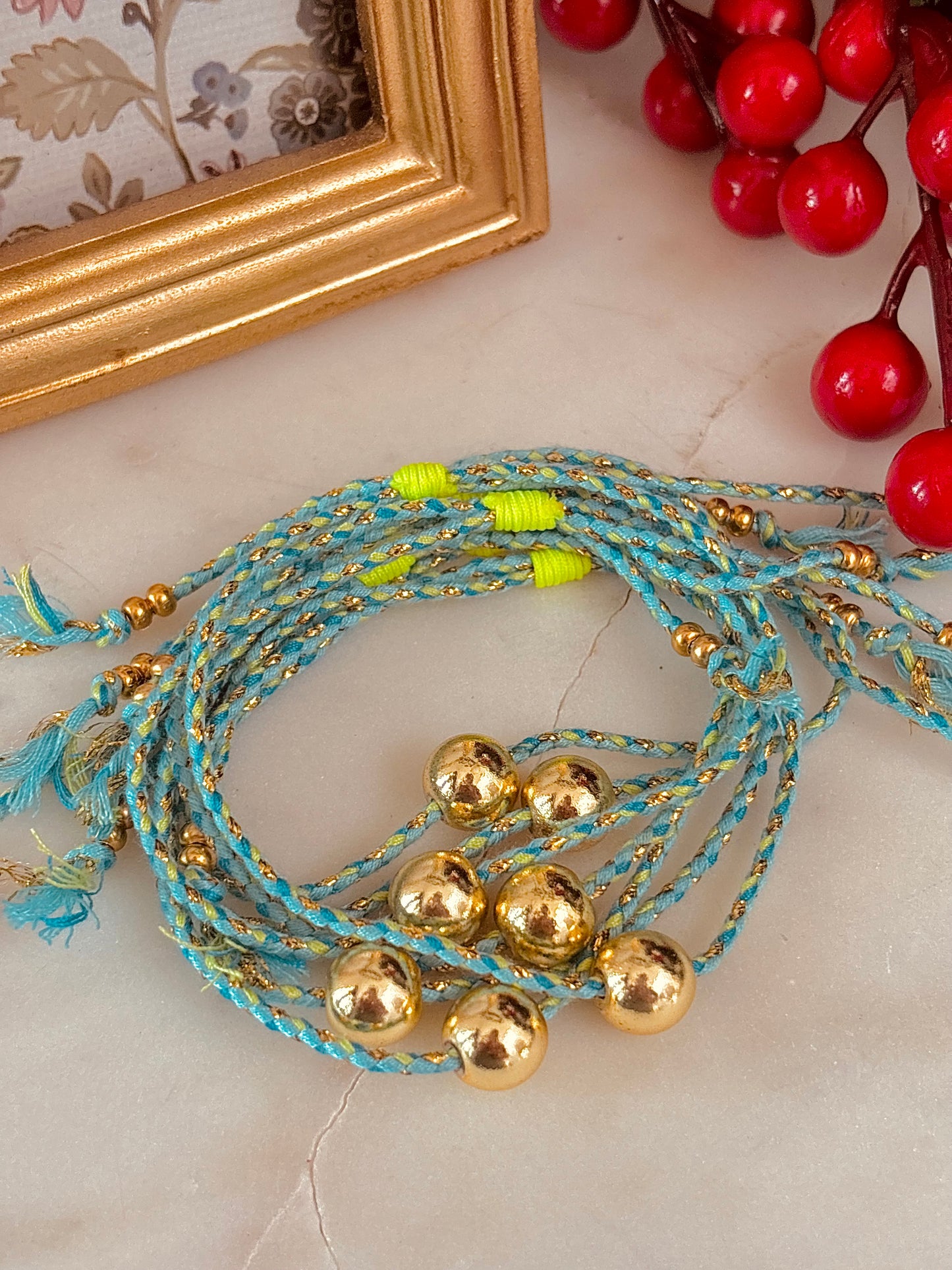 Blue & Gold Ball Bracelet