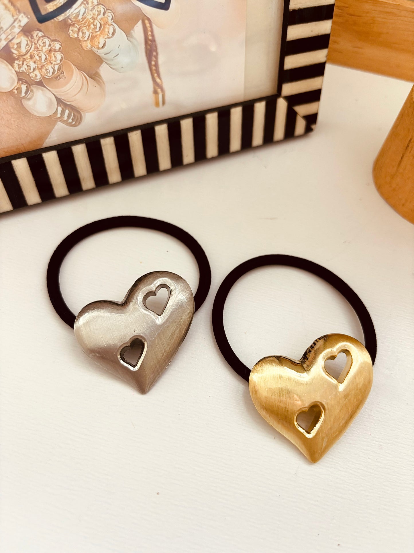 Hair Accessories- Heart Silver & Gold