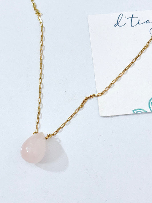 Cuarzo Rosa Drop Necklace