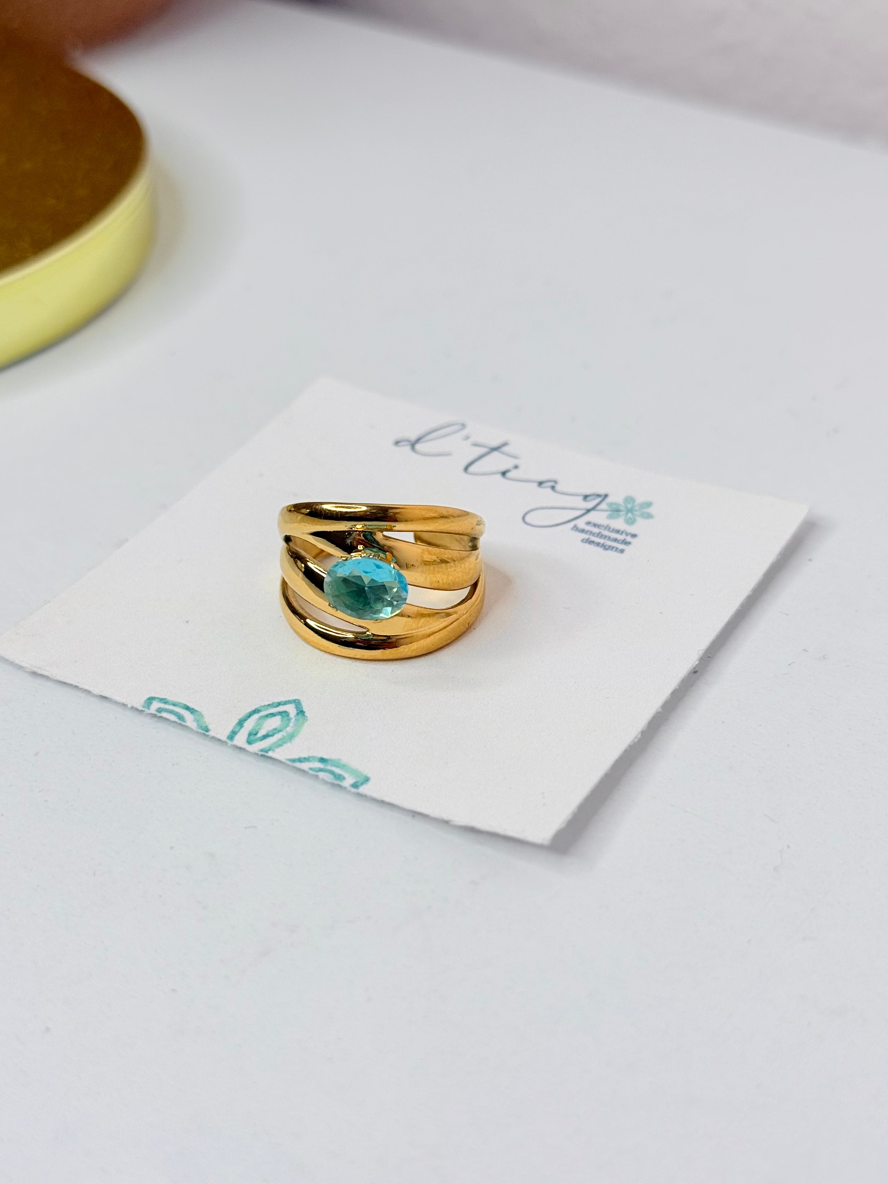 Aqua Chunky Ring