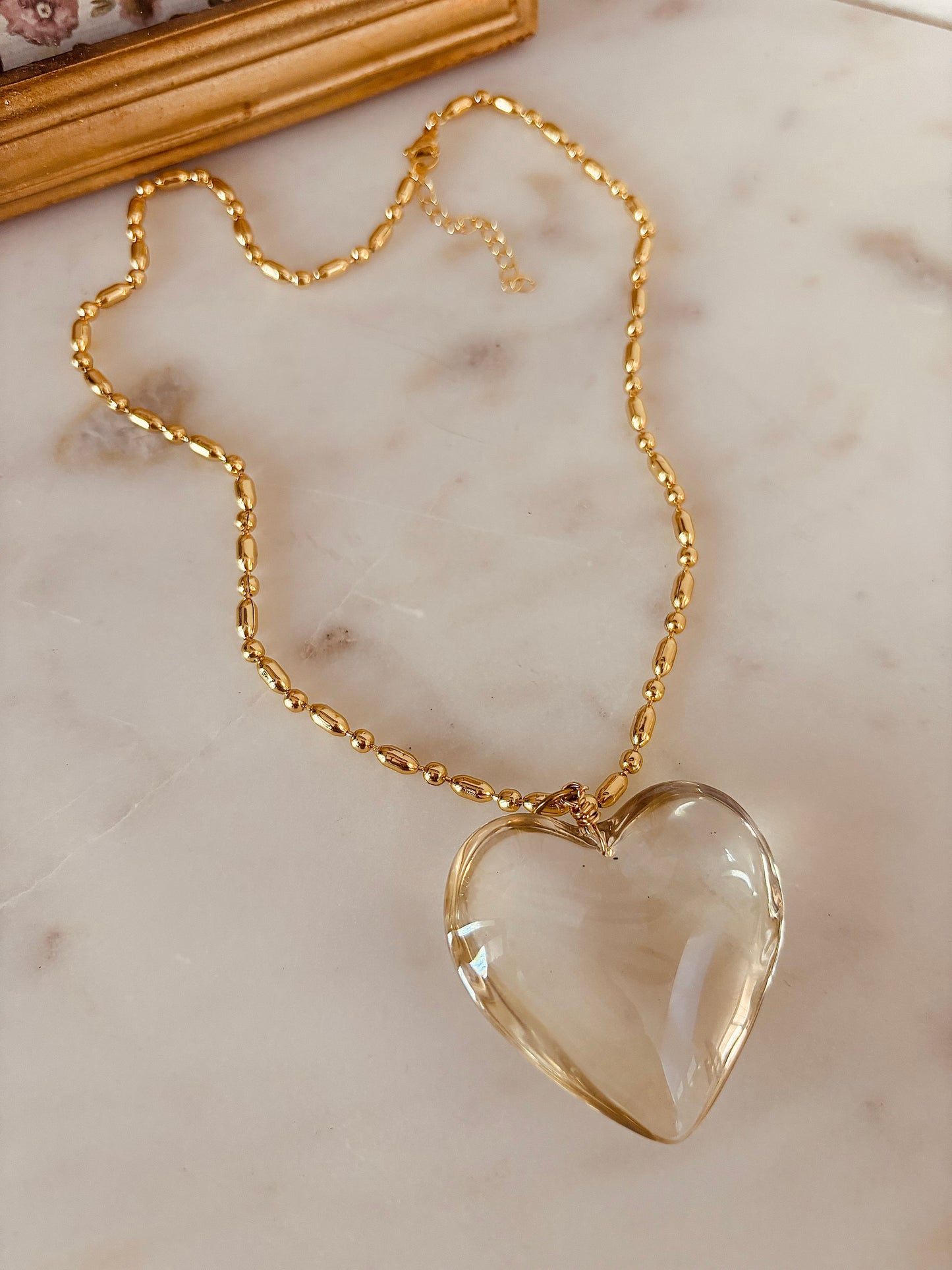 Bold Clear Heart Necklace