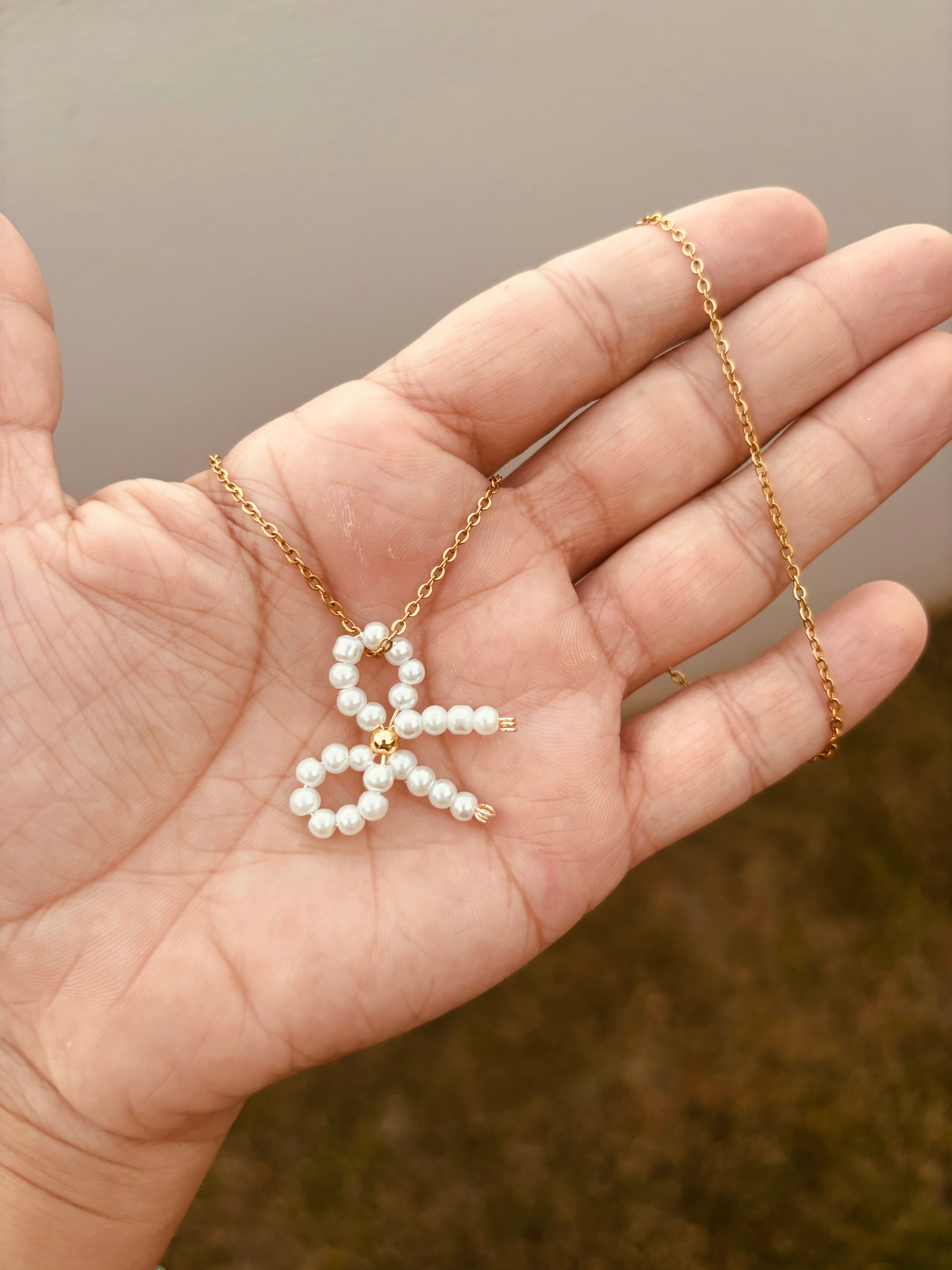 Mini Bow Pearl Necklace