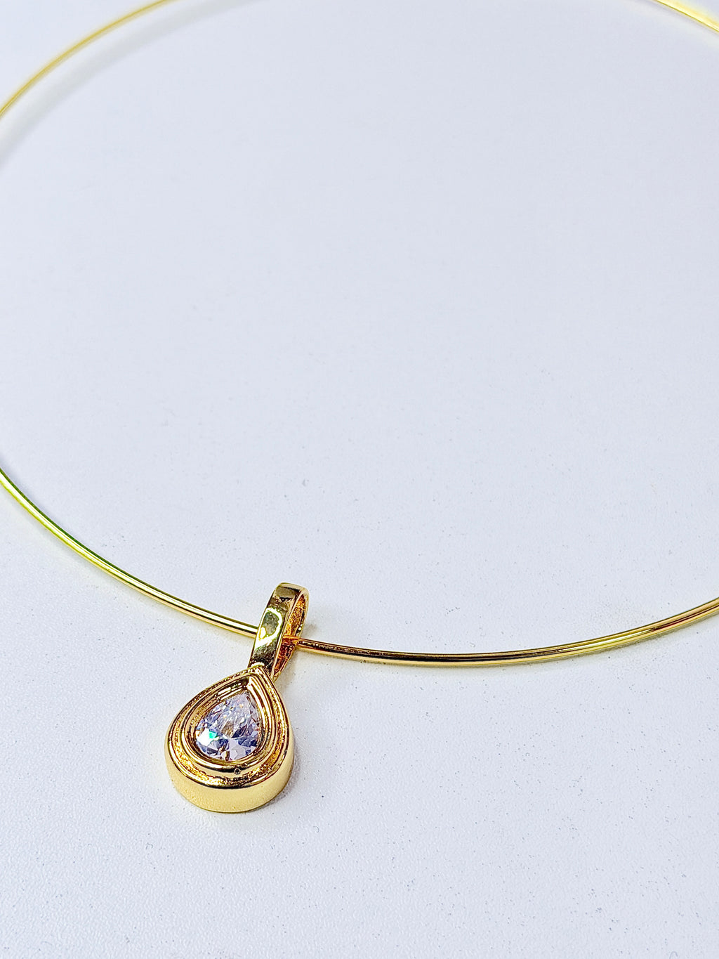 Diana Gold Omega + Drop Crystal Necklace
