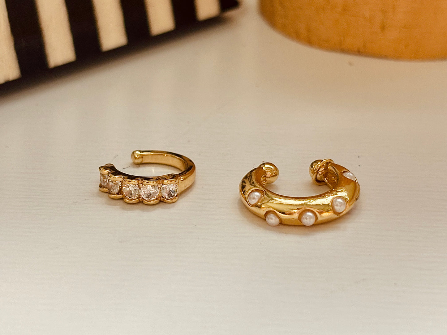 Gold Variety Cuffs Earrings