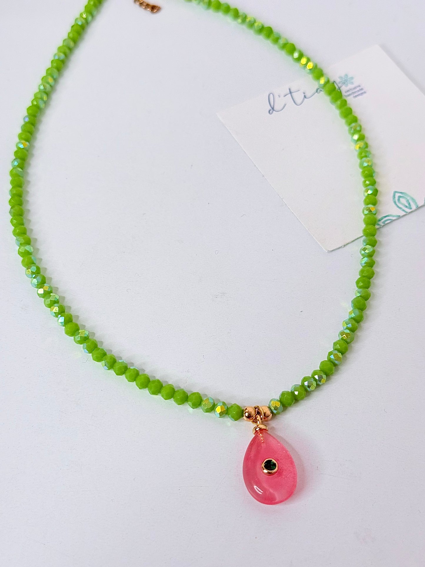 Cristal Gem 8 Necklace charm rosa