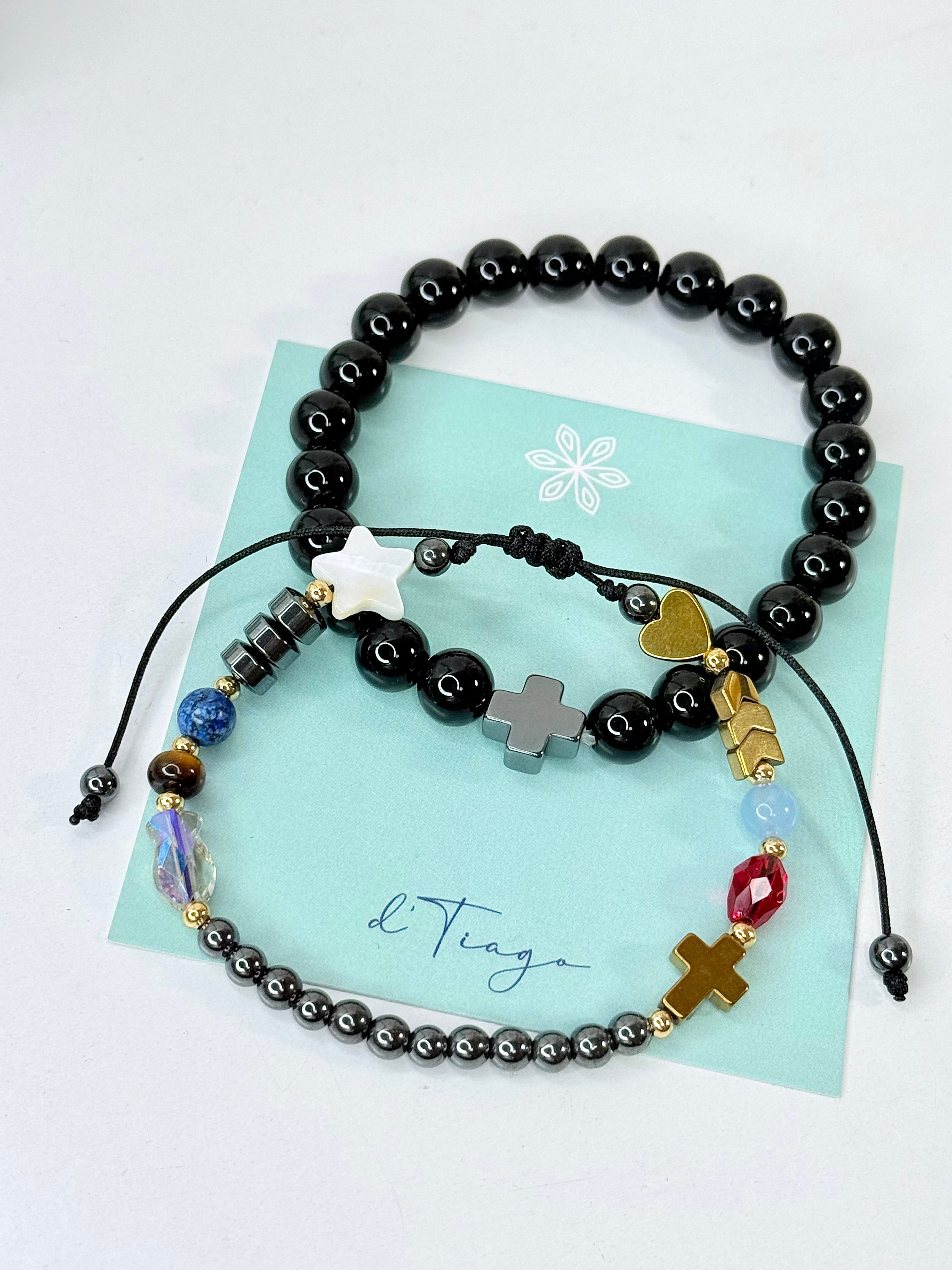 Hombre de Fe Set: Pulsera historia de Jesús Bracelet + Pulsera Onix