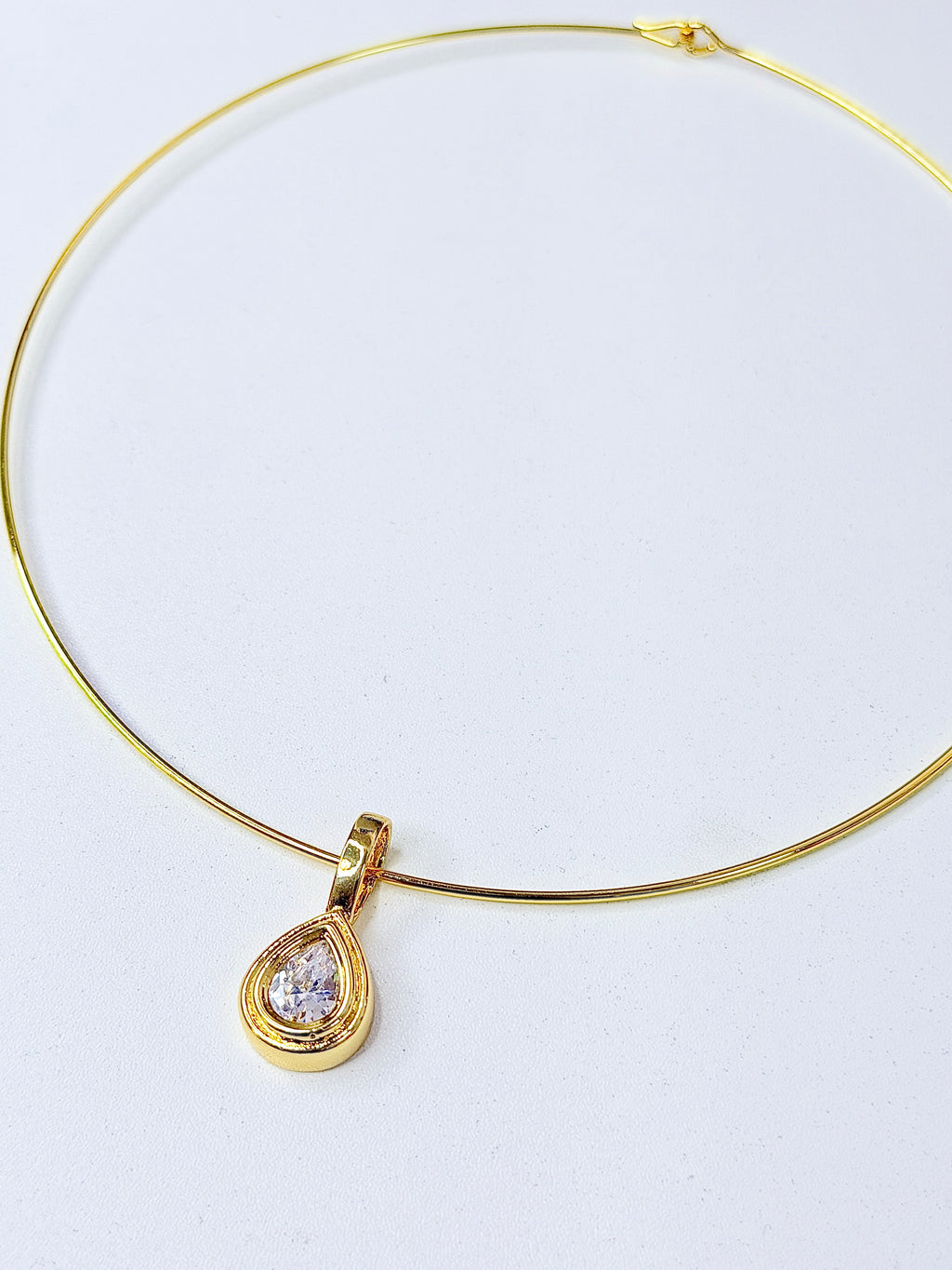 Diana Gold Omega + Drop Crystal Necklace