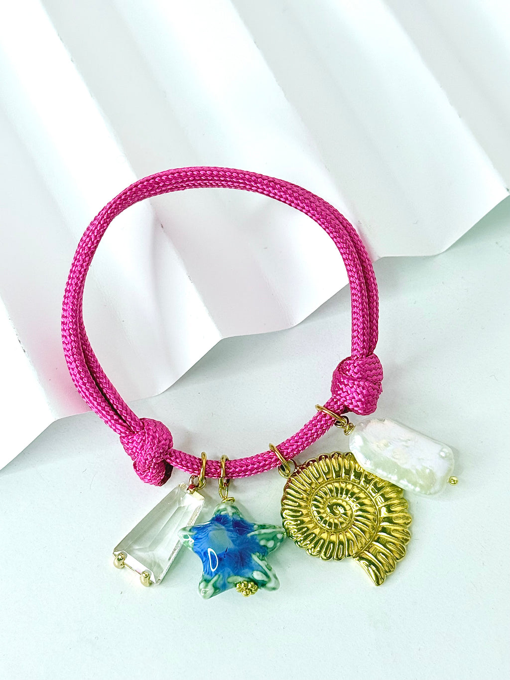 Pink Shell Charm Bracelet