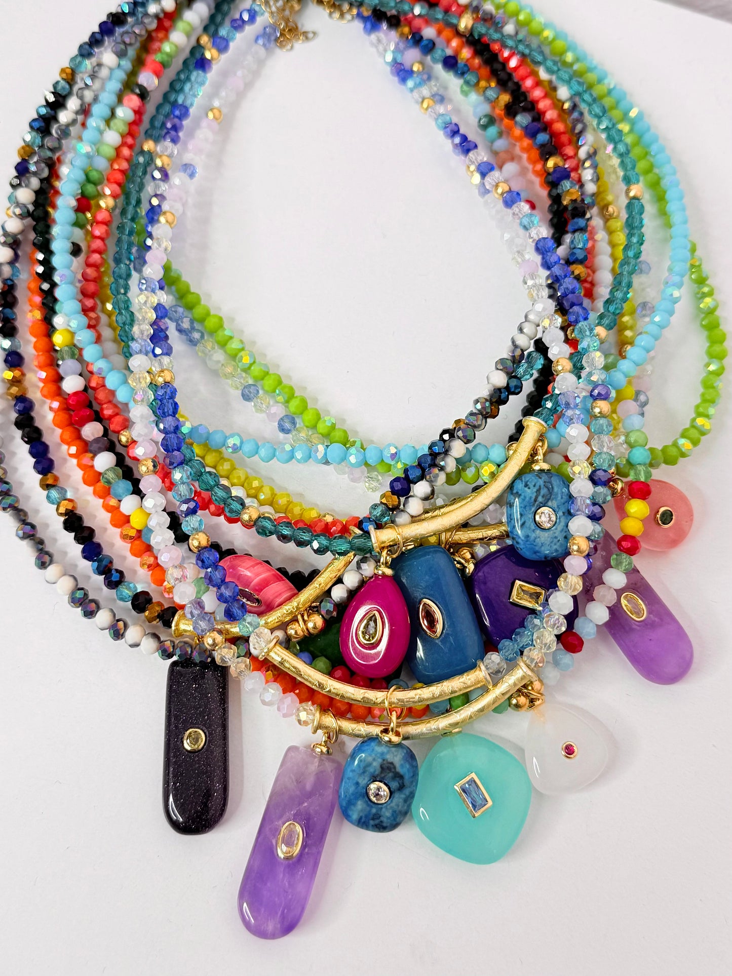 Cristal Gem 1 Necklace Charm Negro con destellos