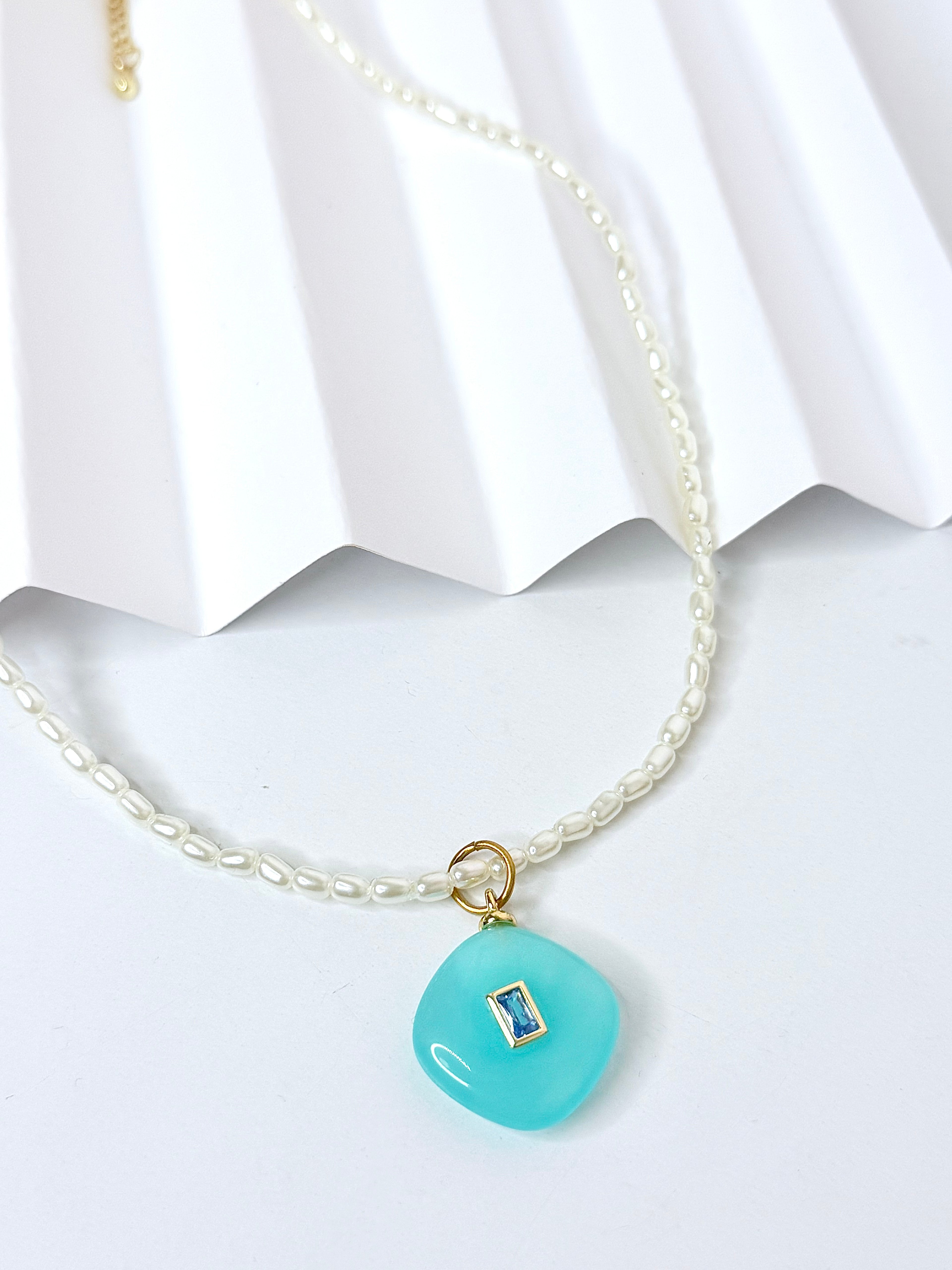 Aqua & Pearl Necklace