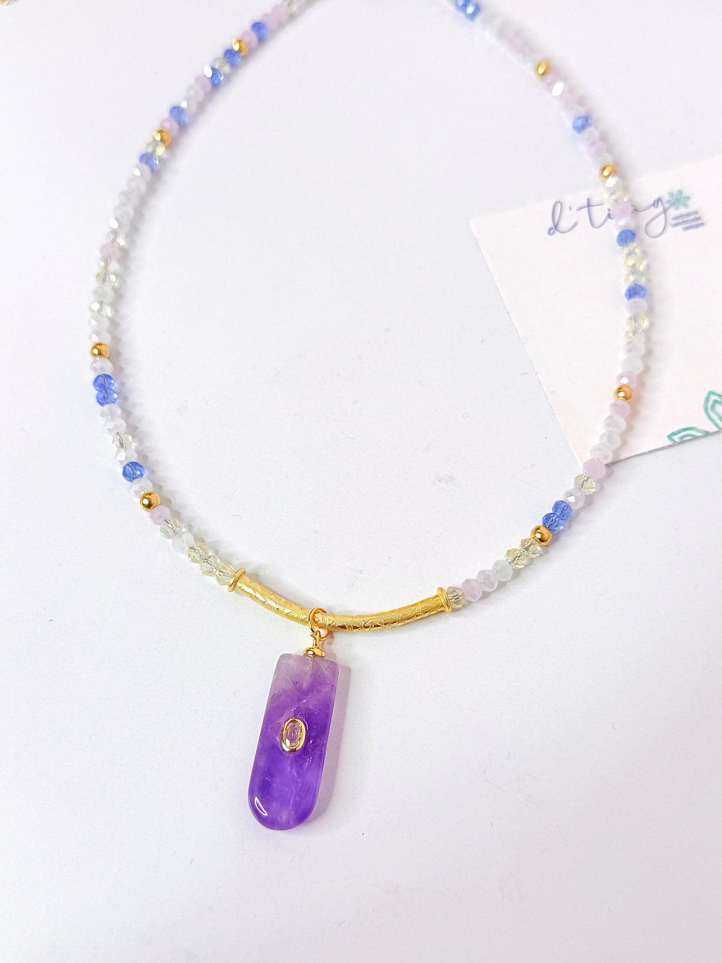 Cristal Gem 13 Necklace charm Violeta largo