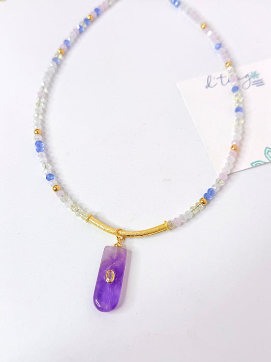 Cristal Gem 13 Necklace charm Violeta largo