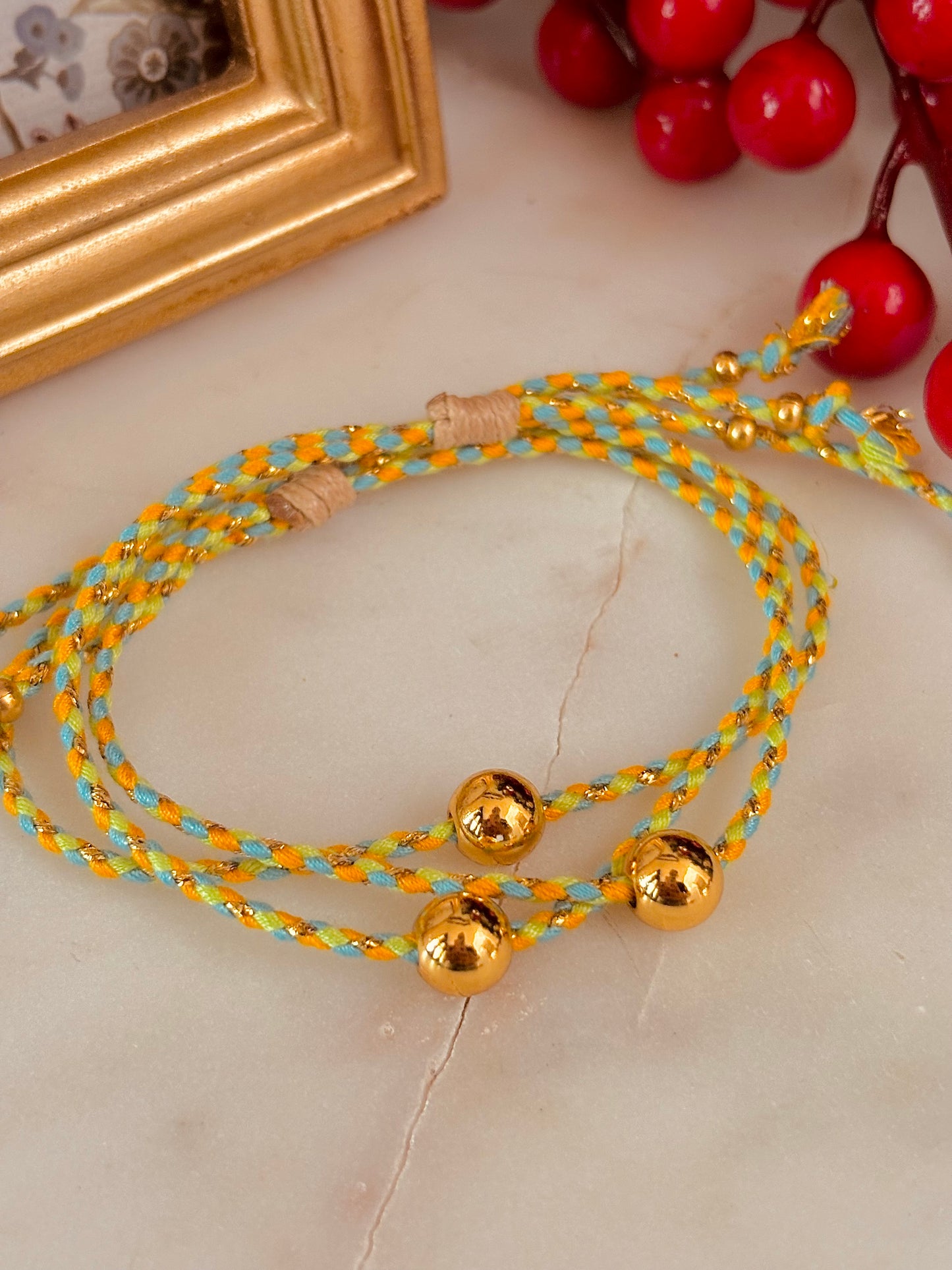 Green & Gold Ball Bracelet