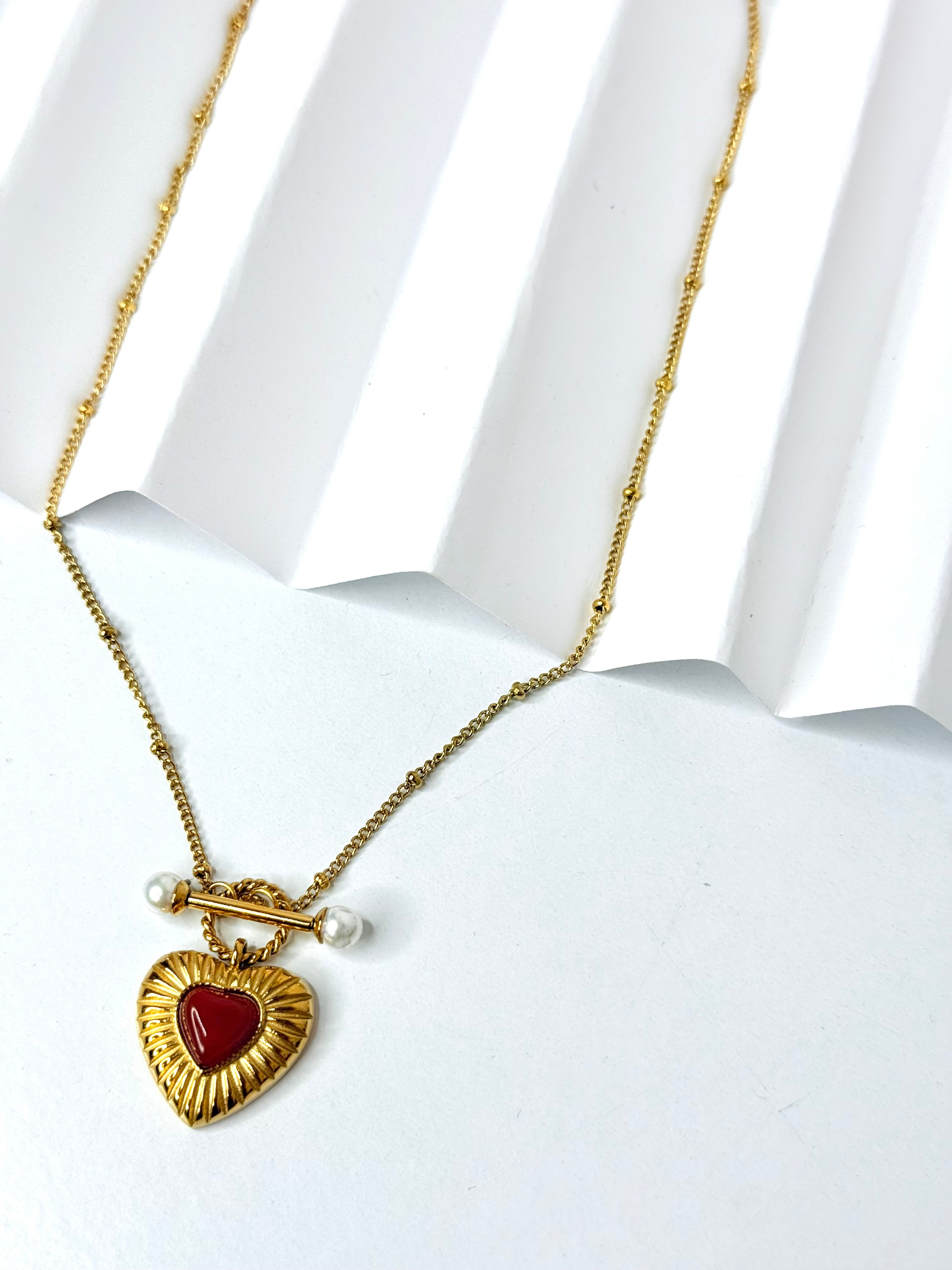 Burgundy Heart Necklace