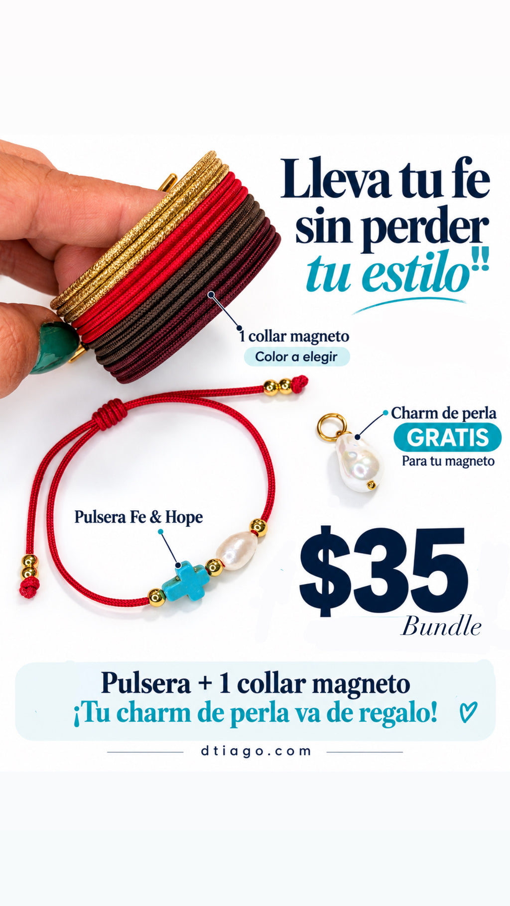 Bundle Fe & Hope + Magnetic Necklace= Free Pearl $35