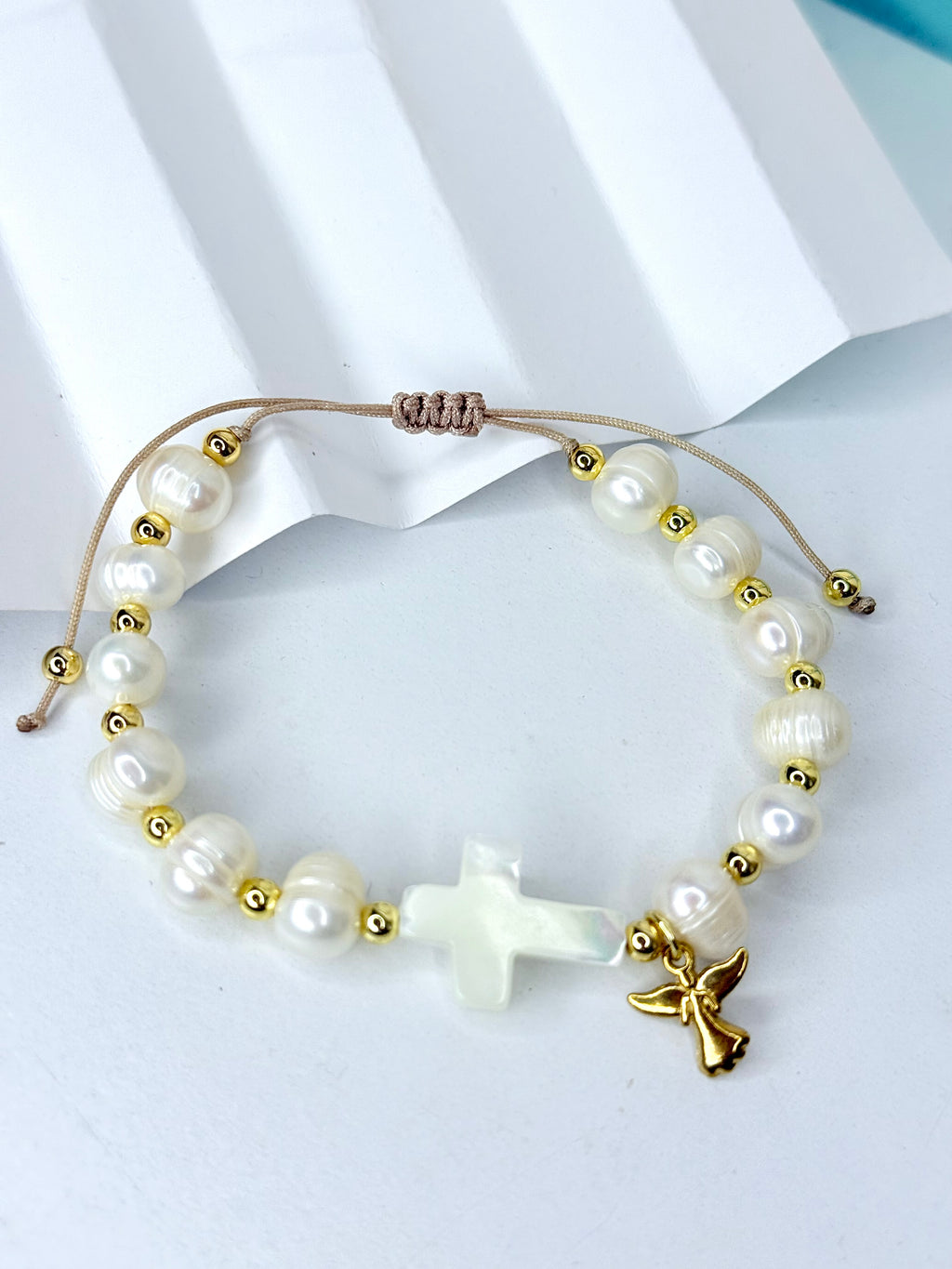 Angel Cross with Pearls Bracelet