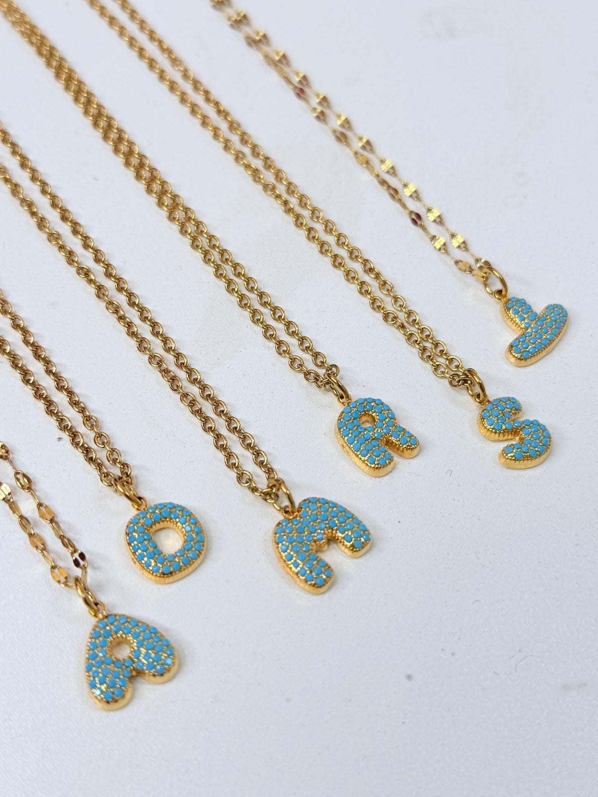 Blue Letters Necklace
