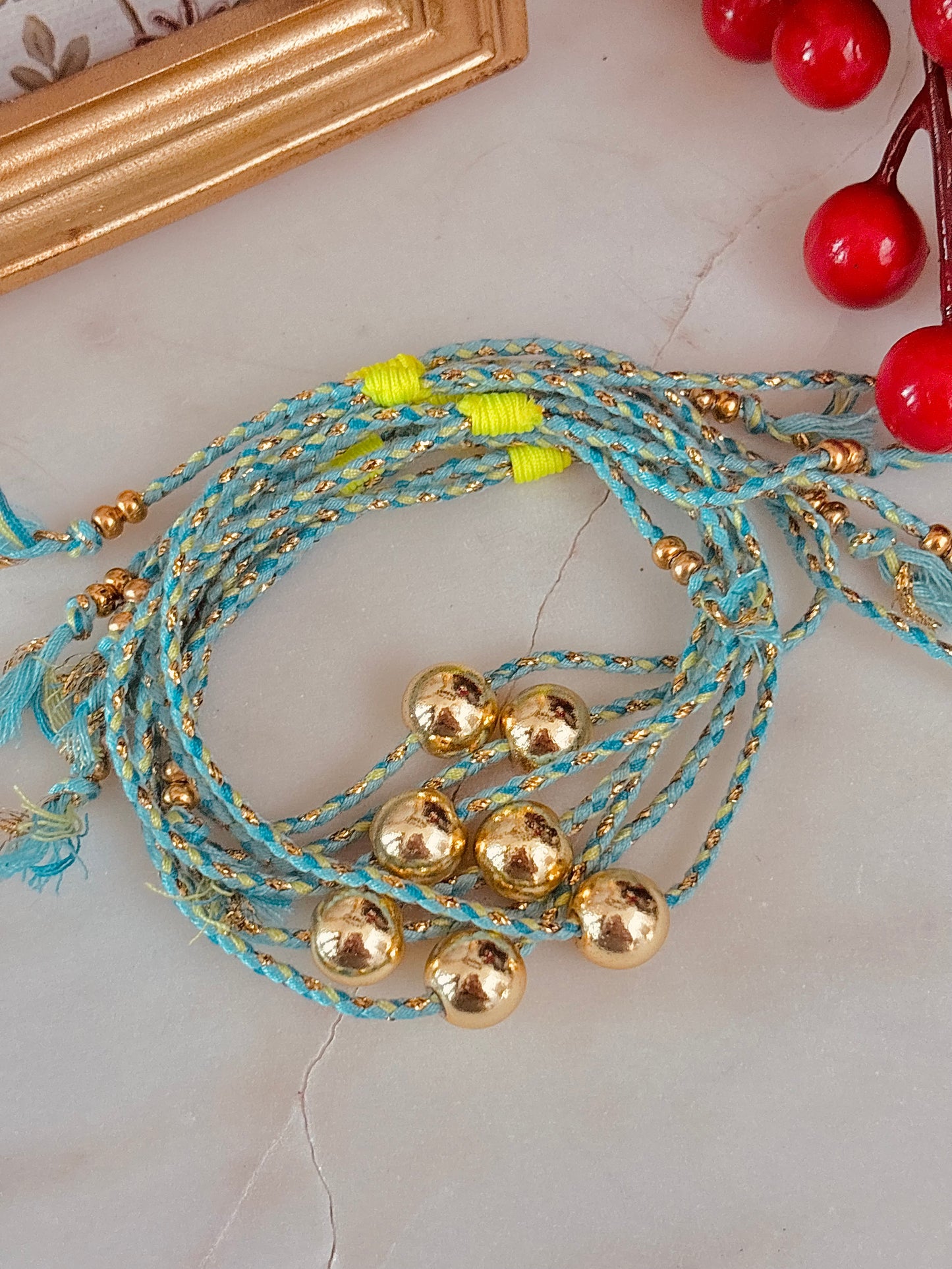 Blue & Gold Ball Bracelet