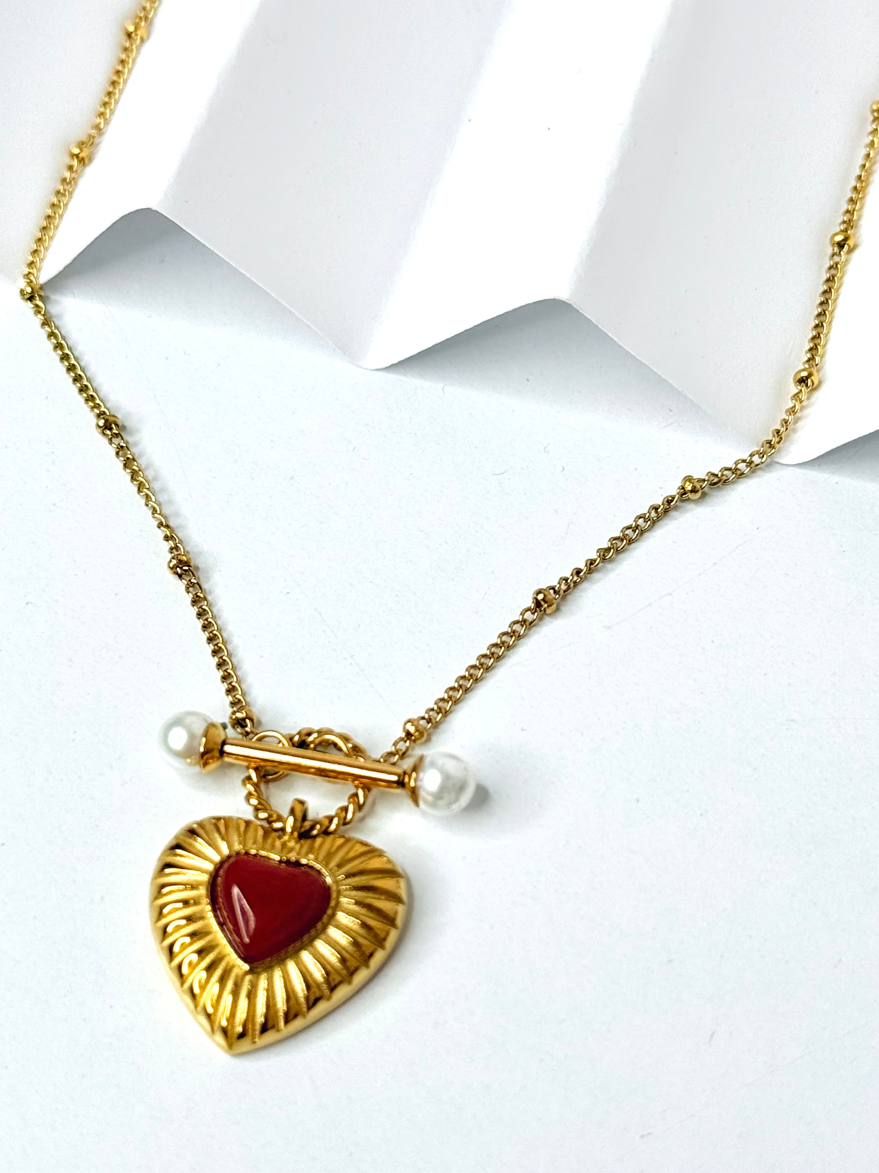 Burgundy Heart Necklace